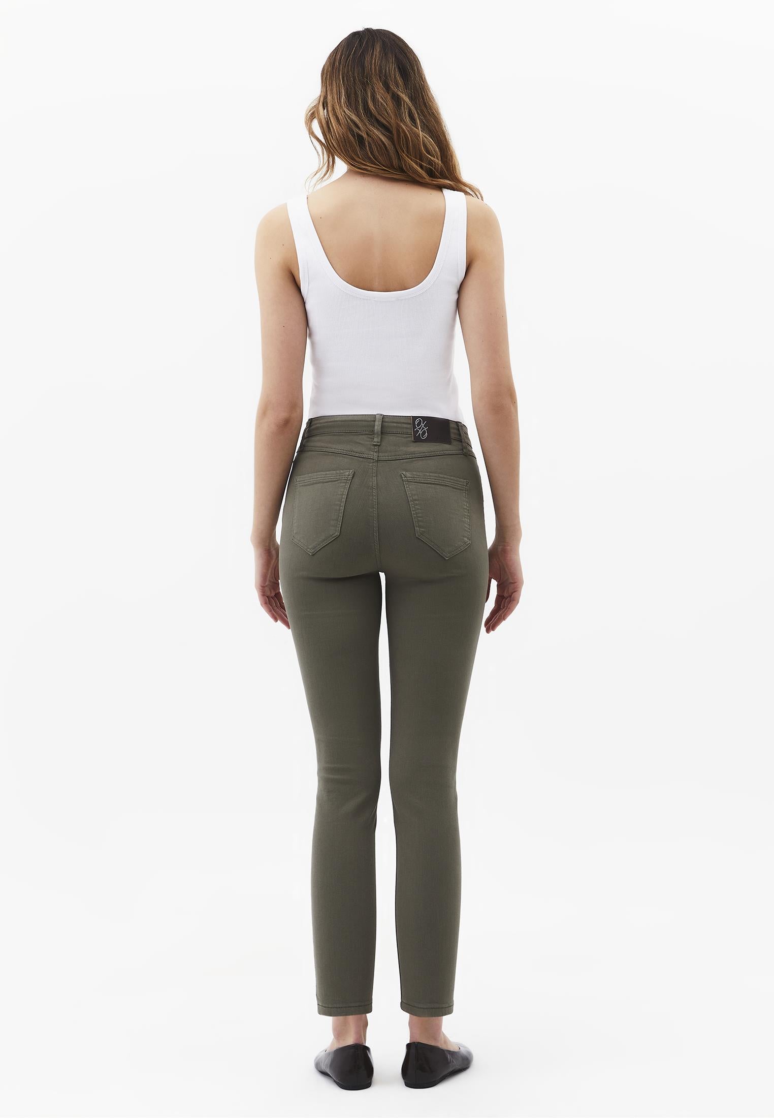 High Waist Ankle Pants - MULLED BASIL