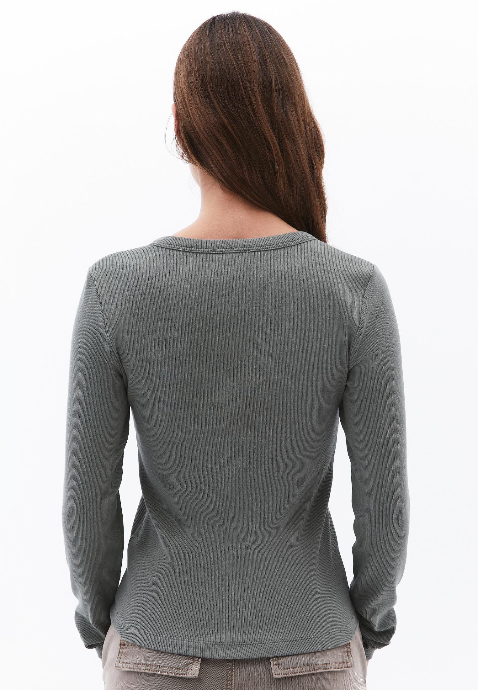 Long Sleeve Crew Neck Bodycon T-Shirt - MULLED BASIL