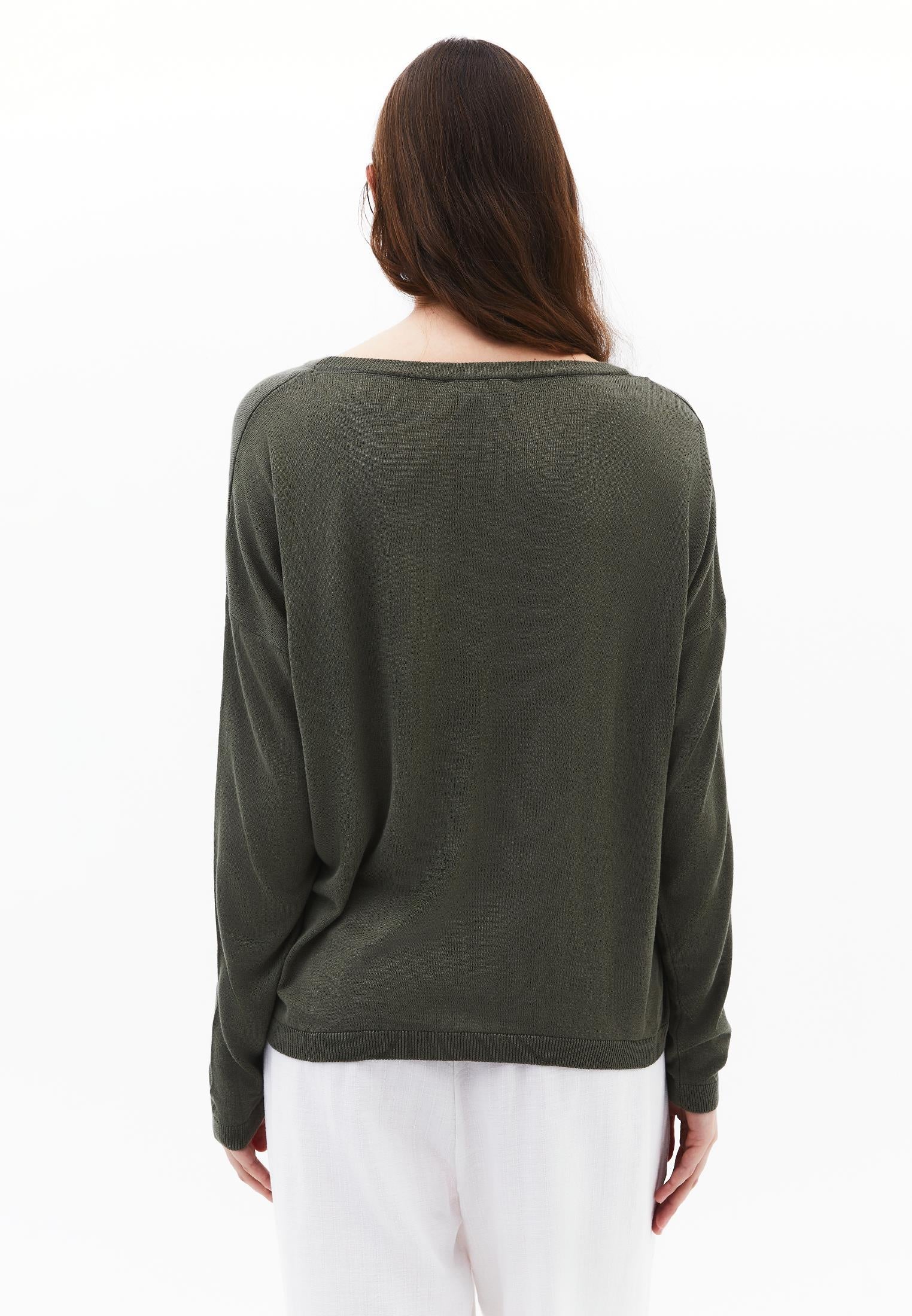 Knitted Boat Neck Sweater - MULLED BASIL