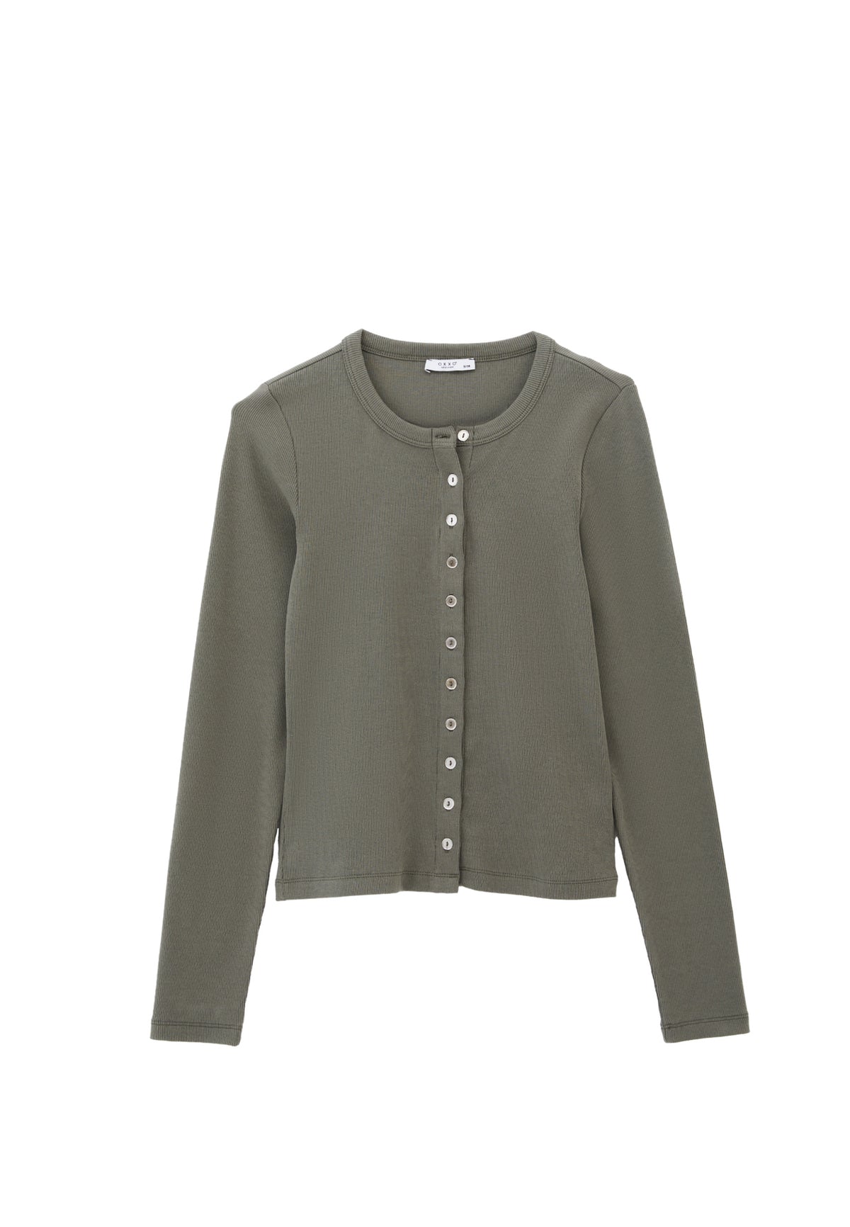 Long Sleeve Crew Neck Bodycon T-Shirt - MULLED BASIL