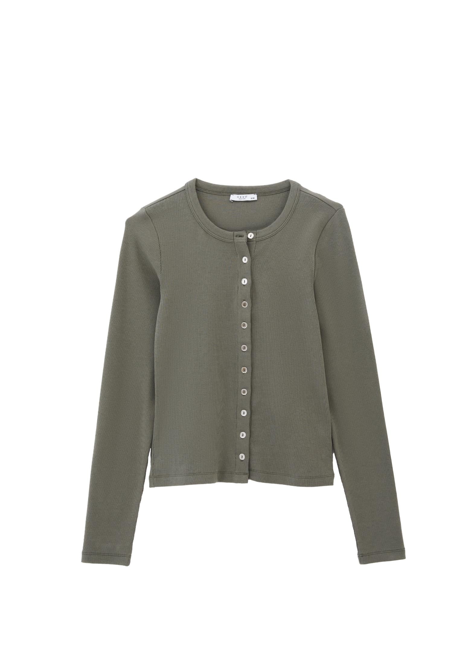 Long Sleeve Crew Neck Bodycon T-Shirt - MULLED BASIL