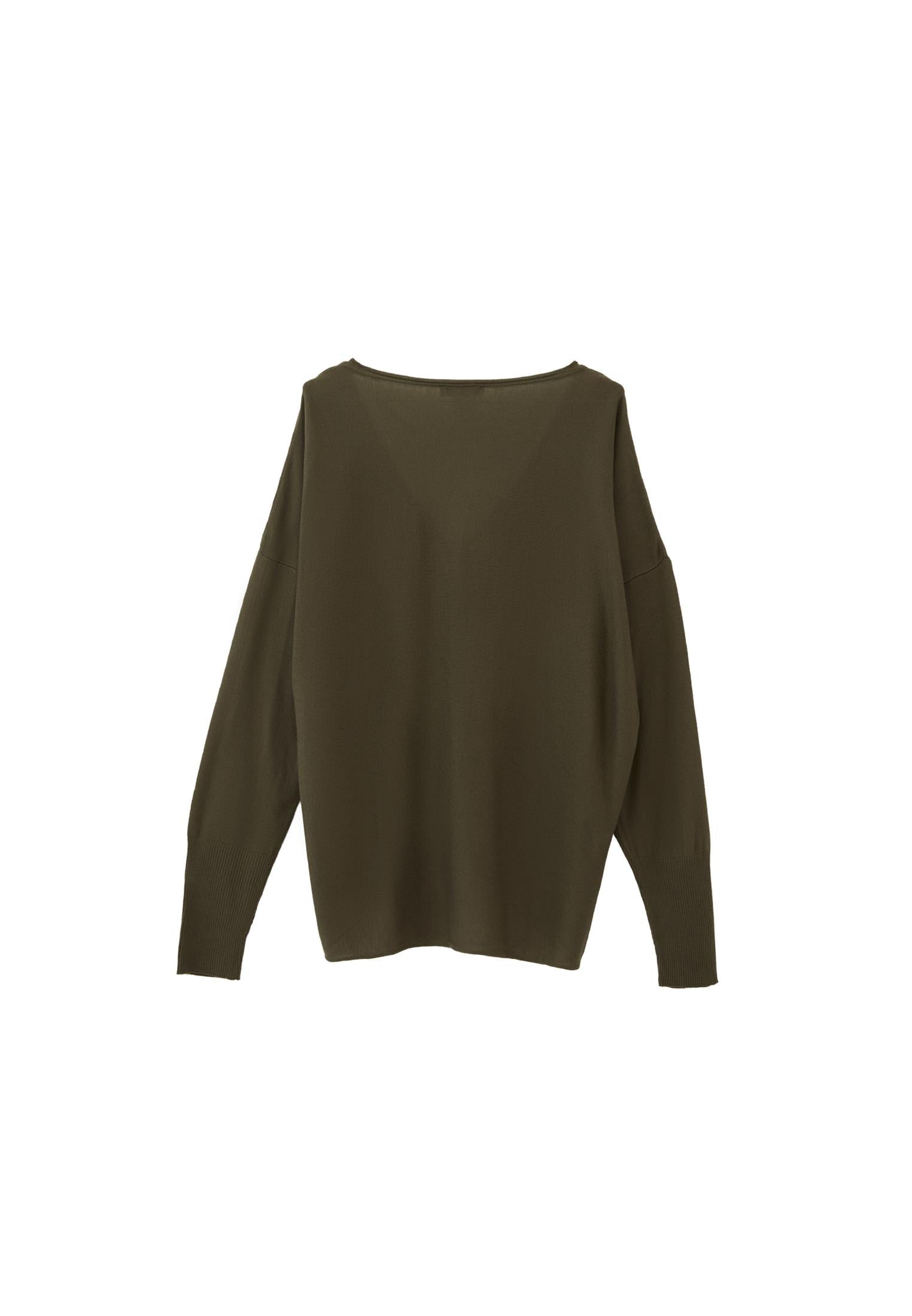 V Neck Long Sleeve Knitwear - MULLED BASIL