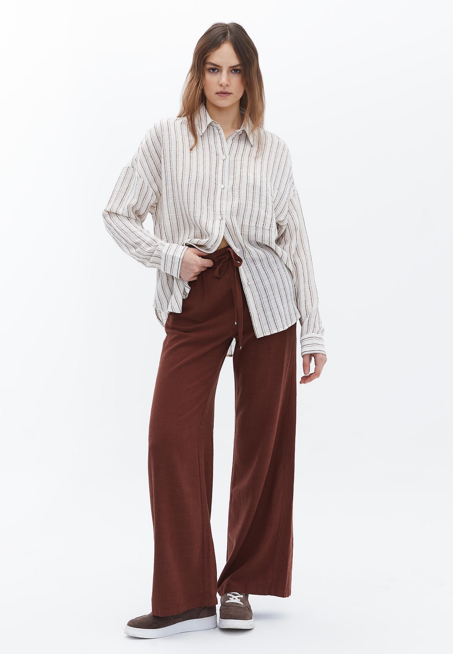 Oversize Shirt With Pocket - MYRISTICA STRIPE