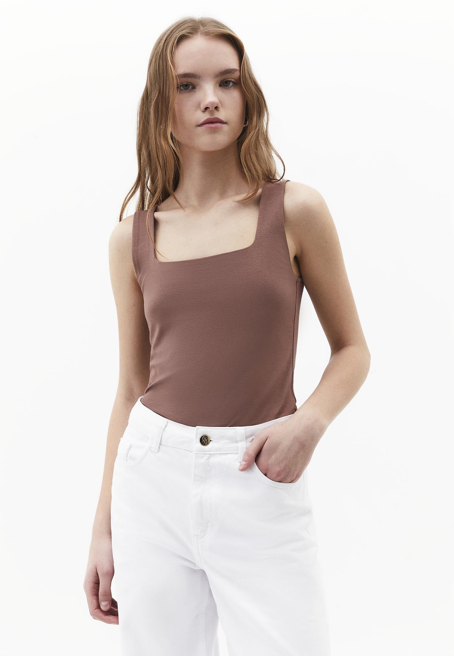 Square Neck Bodycon Tank Top - MYRISTICA