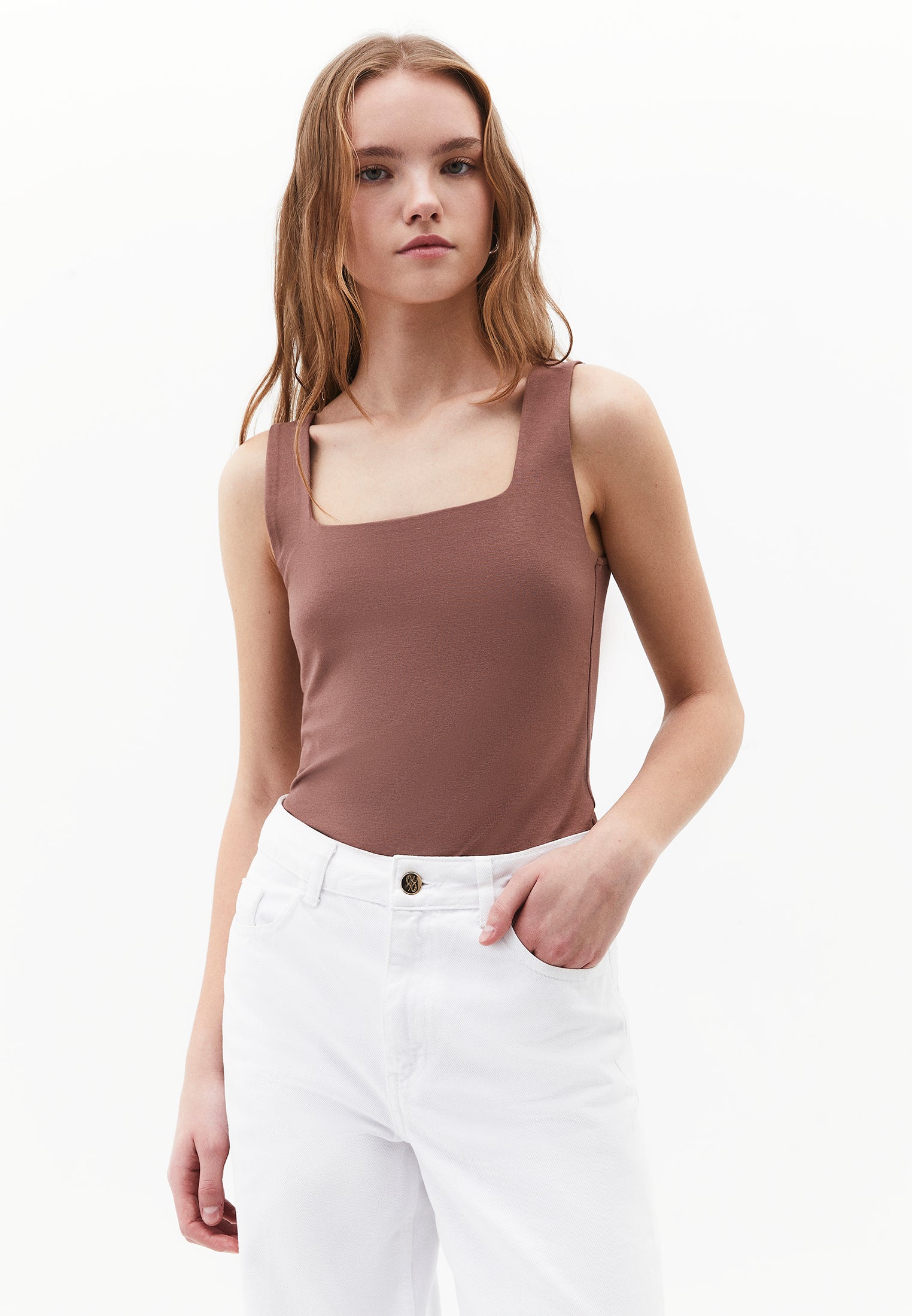 Square Neck Bodycon Tank Top - MYRISTICA