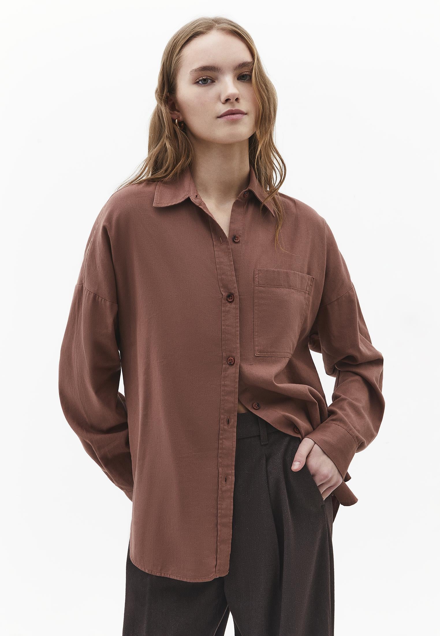 Oversize Long Sleeve Shirt With Pocket Detail - MYRISTICA