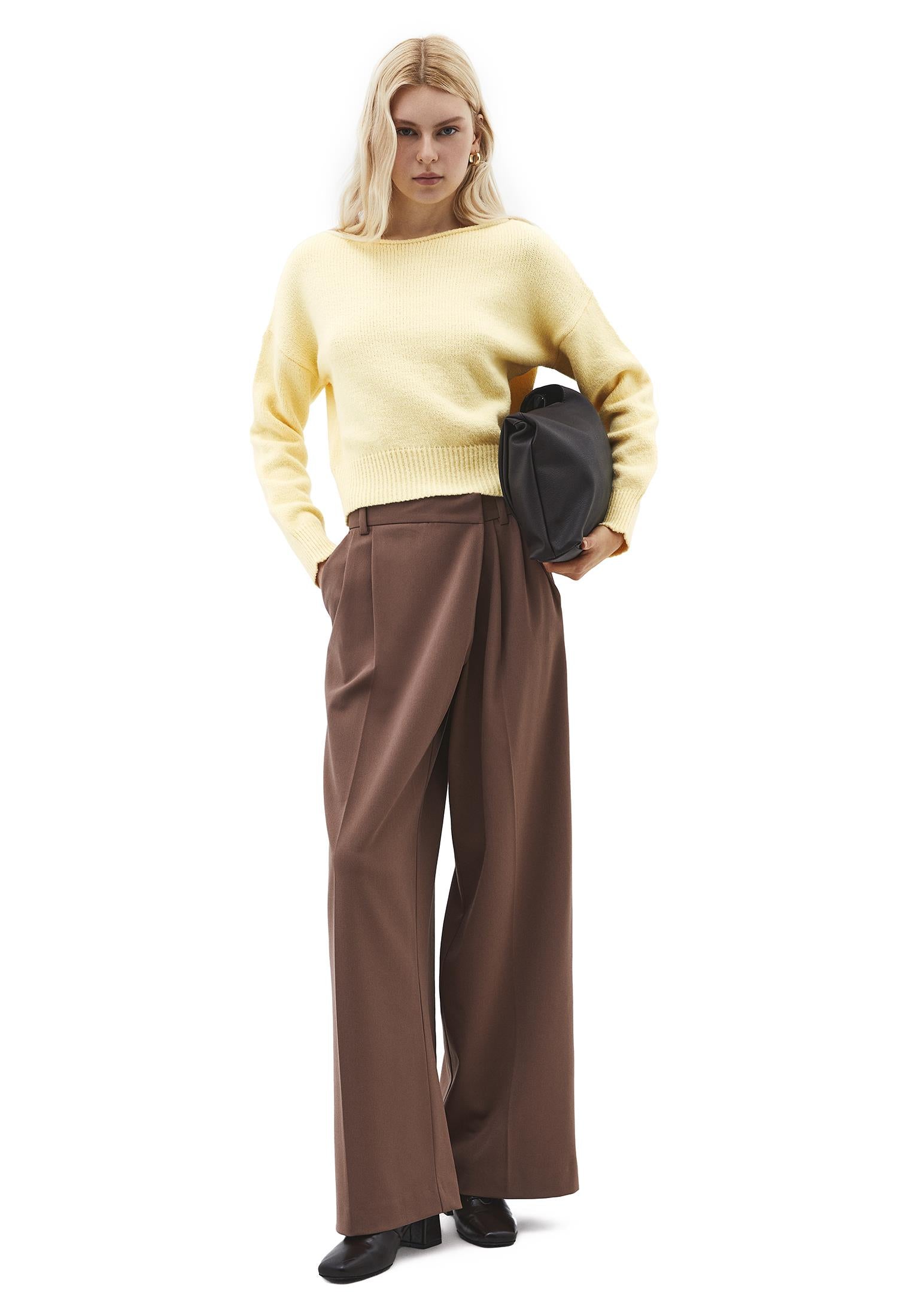 High Waist Asymmetric Wide Leg Pants - MYRISTICA