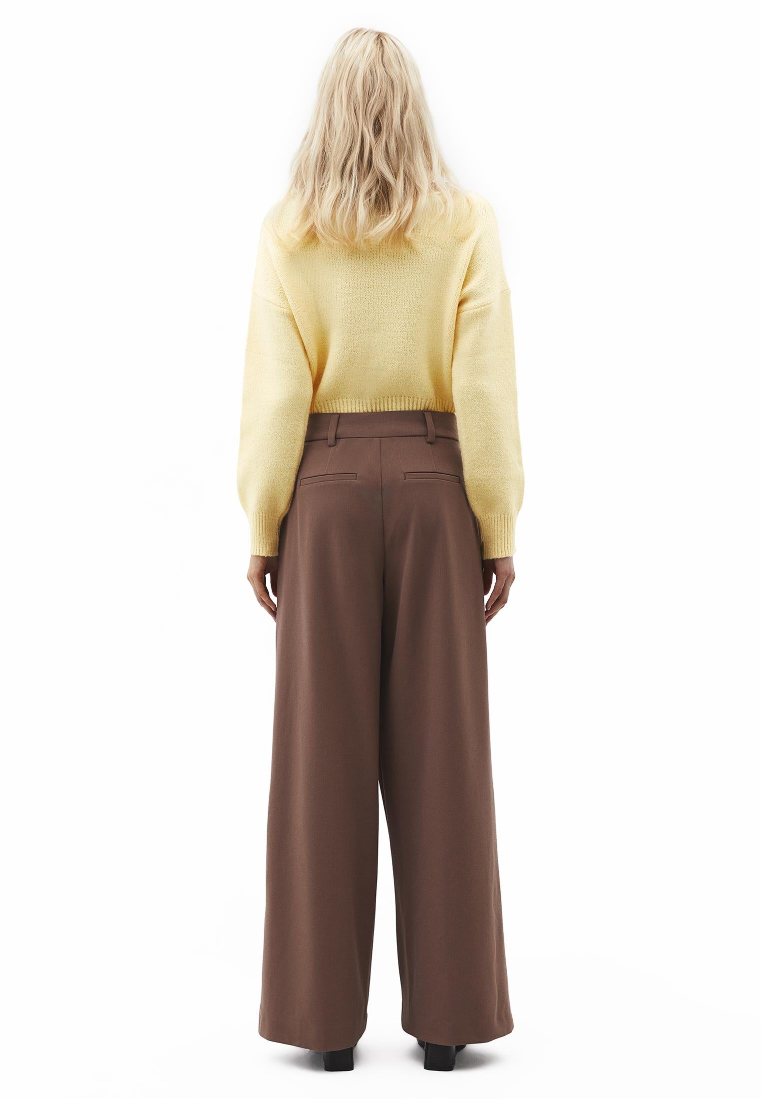 High Waist Asymmetric Wide Leg Pants - MYRISTICA