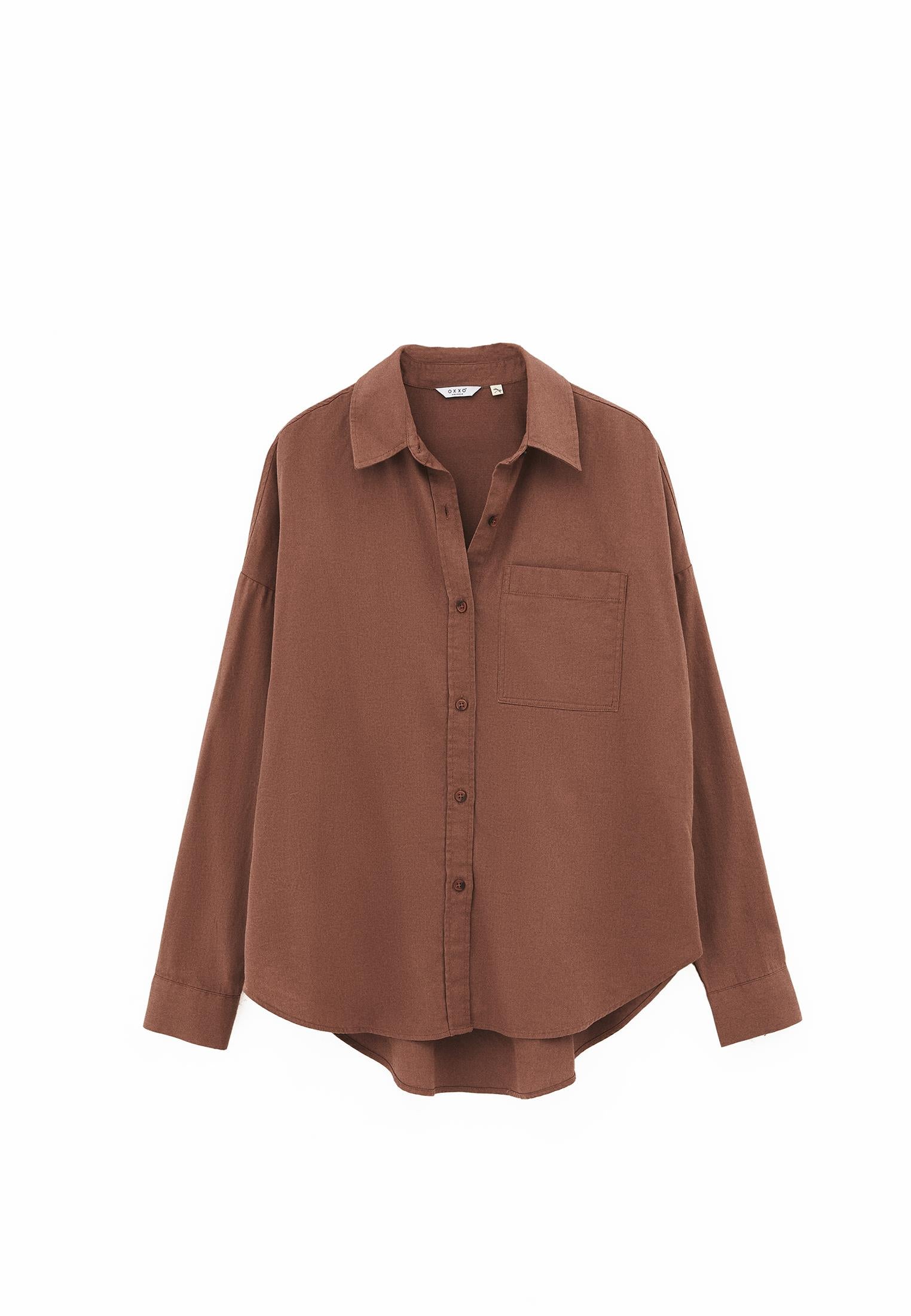 Oversize Long Sleeve Shirt With Pocket Detail - MYRISTICA