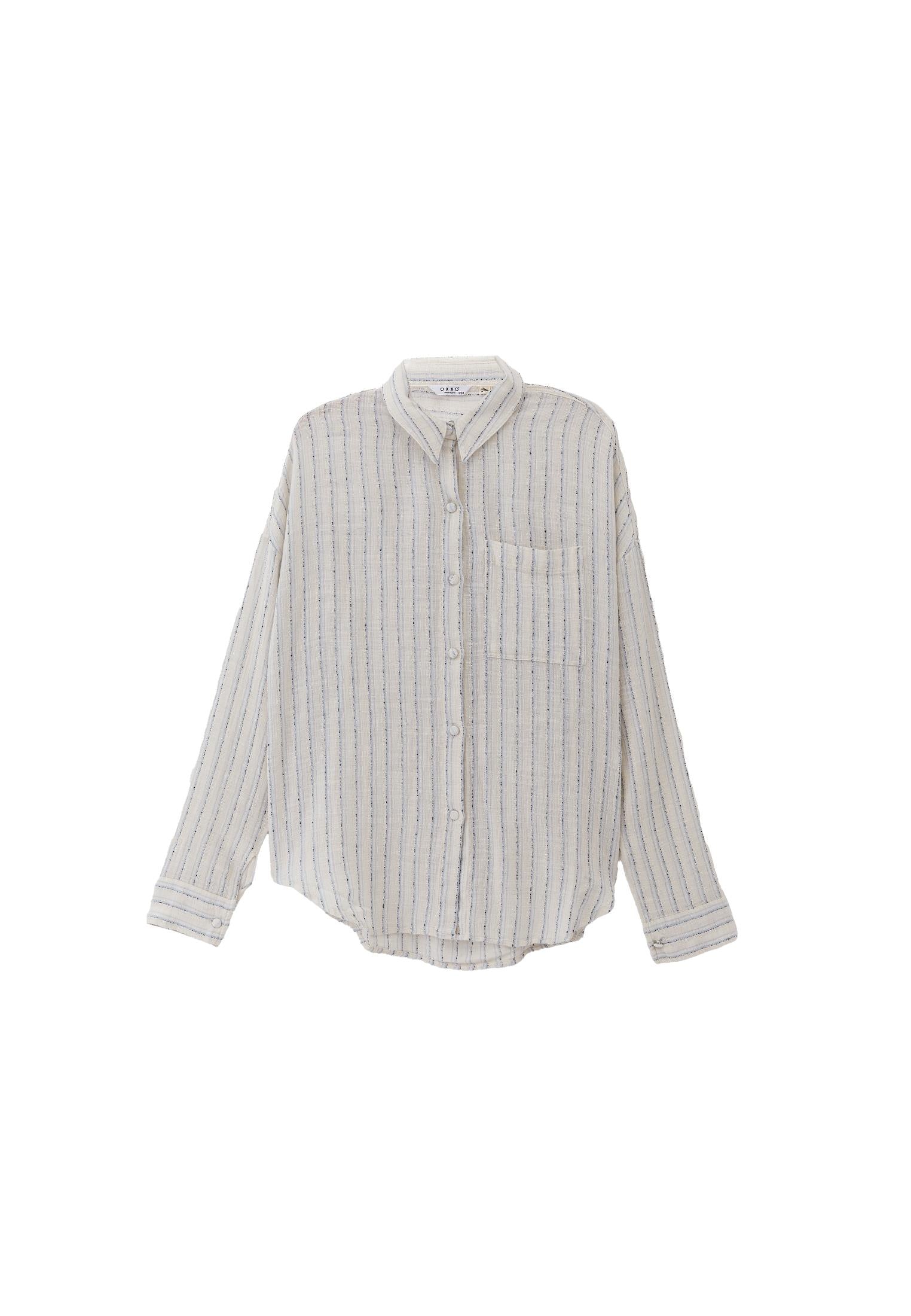Oversize Shirt With Pocket - NANTUCKET BREEZE STRIPE