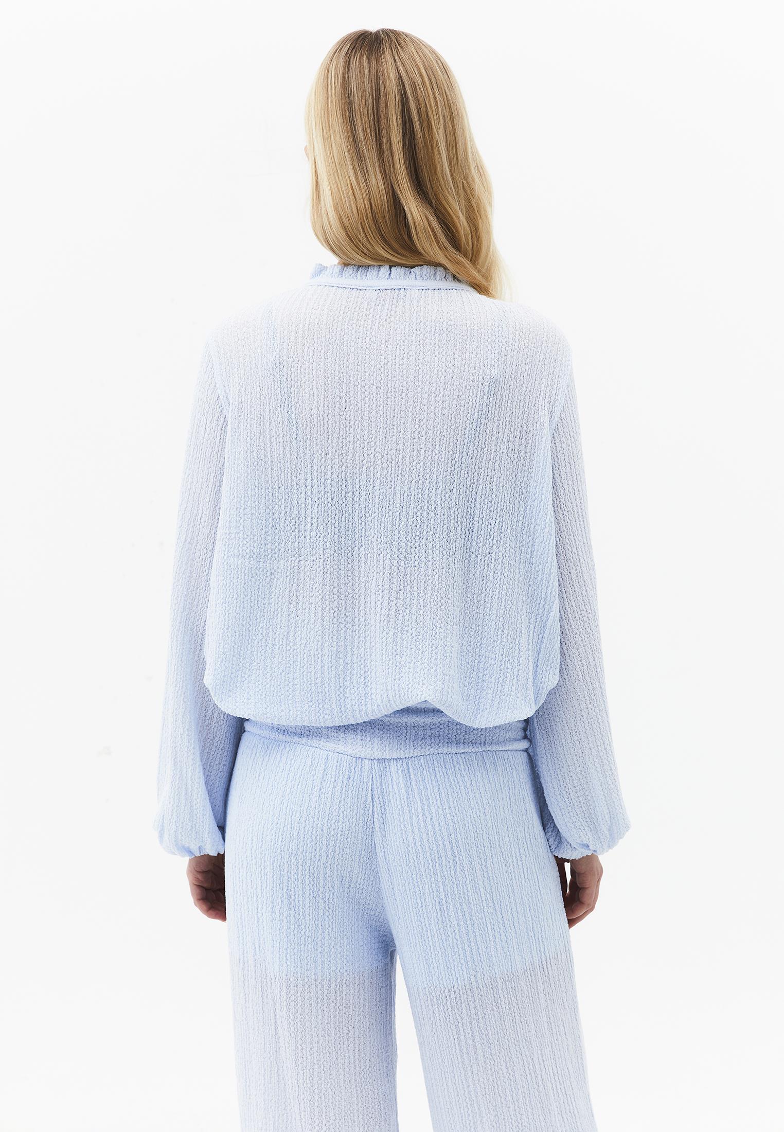 V Neck Balloon Form Blouse - NANTUCKET BREEZE