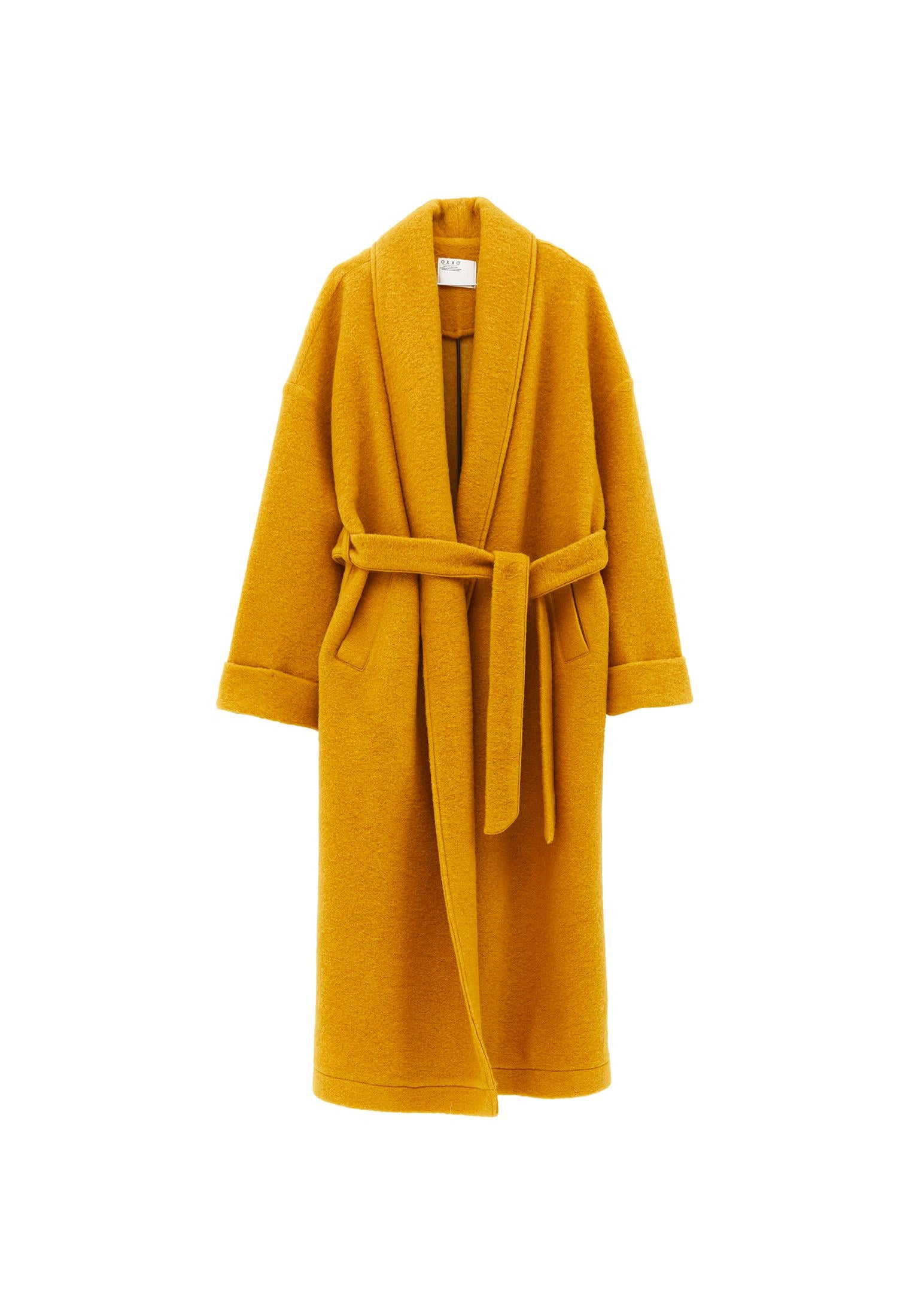 Long Coat With Shawl Collar And Belt Detail - NARCISSUS