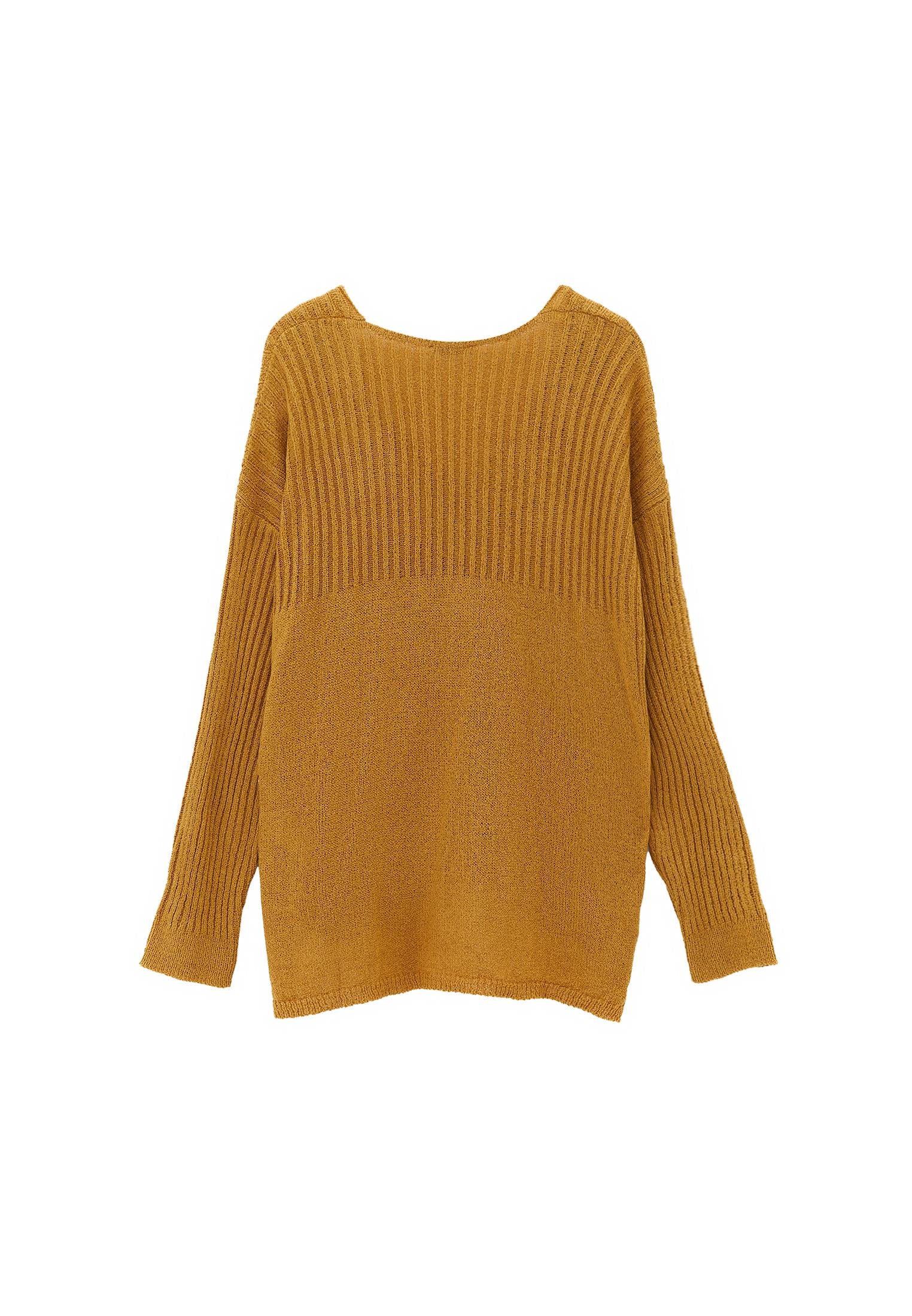 V Neck Standard Sweater - NARCISSUS