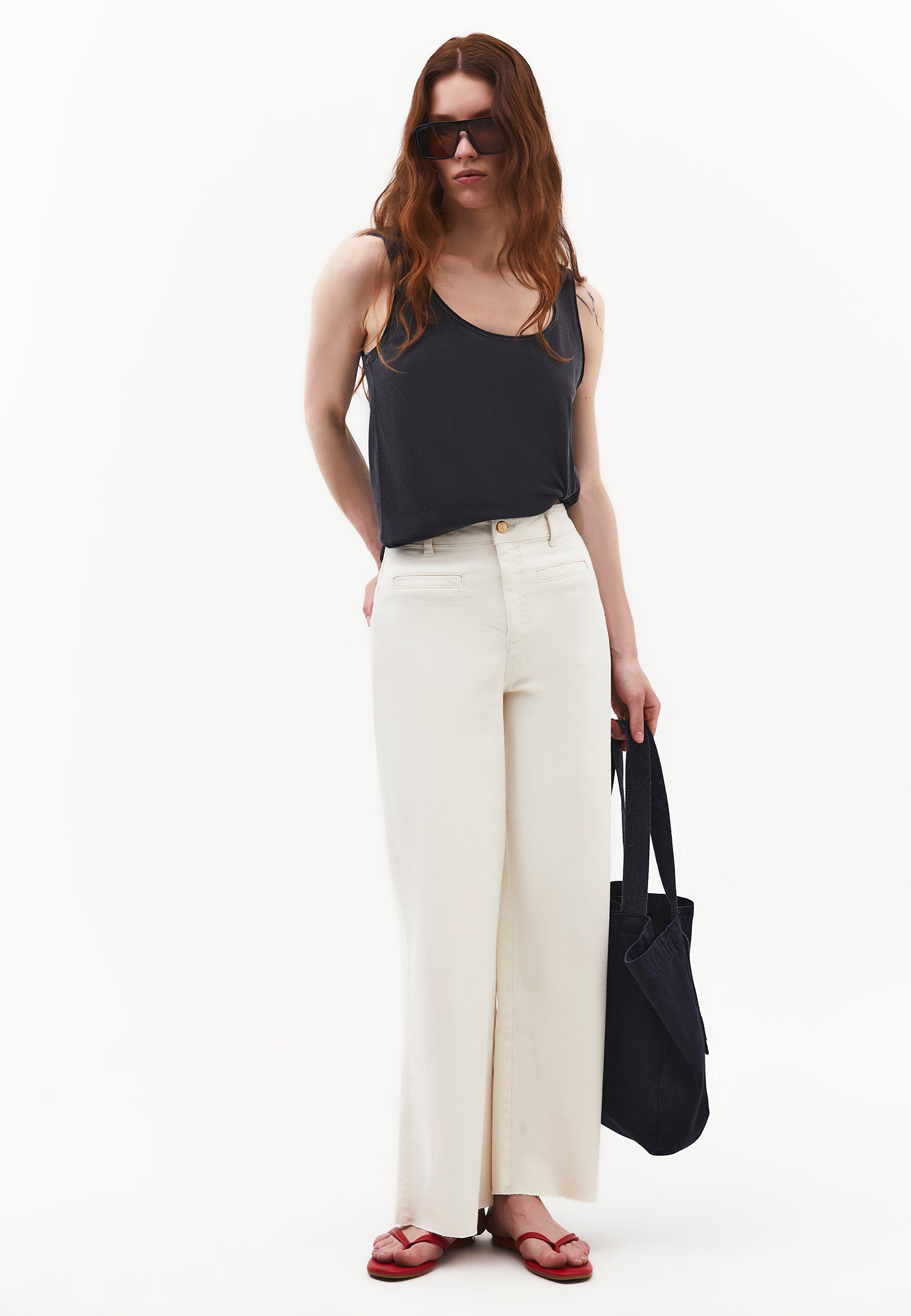 Wide Leg Ultra High Waist Pants - NATURAL DENIM