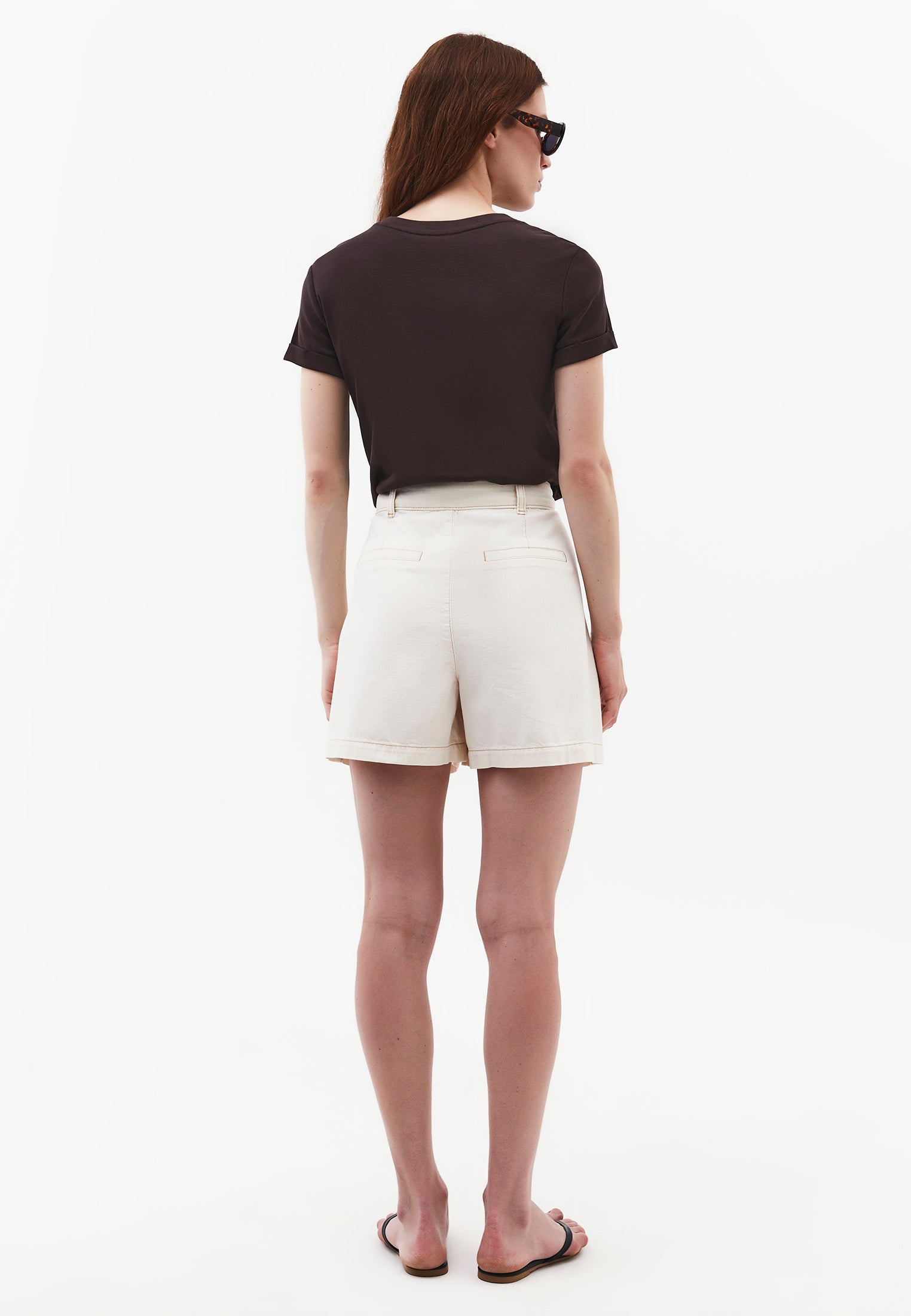 High Waist Pleated Short - NATURAL DENIM
