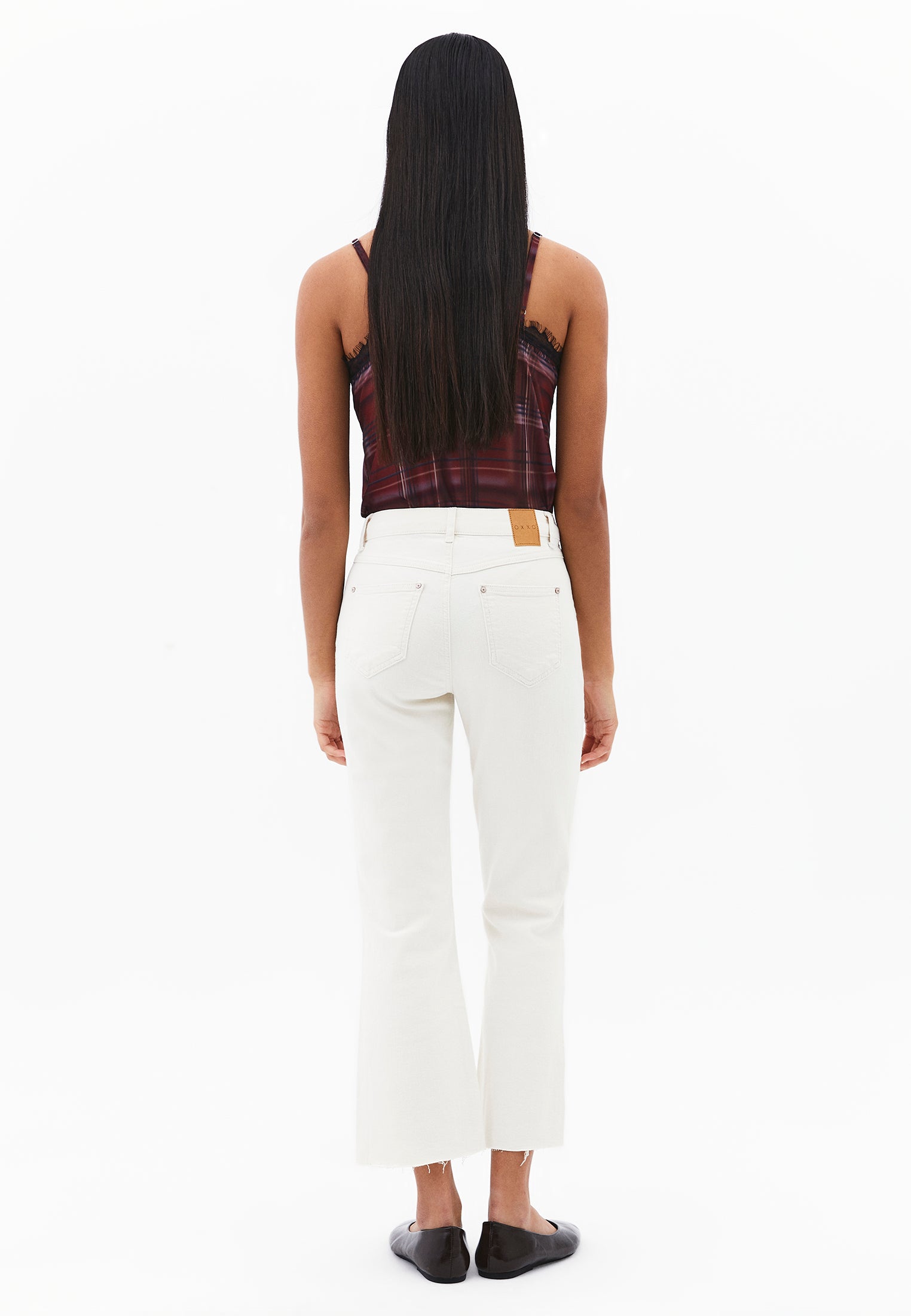 Cropped High Waist Denim Flare Pants - NATURAL DENIM