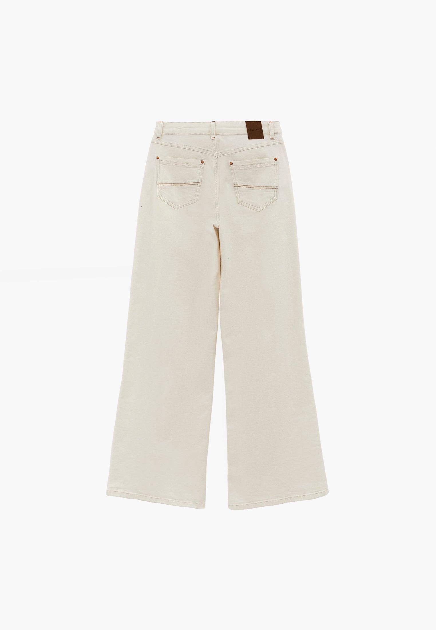 Wide Leg High Waist Five Pocket Pants - NATURAL DENIM