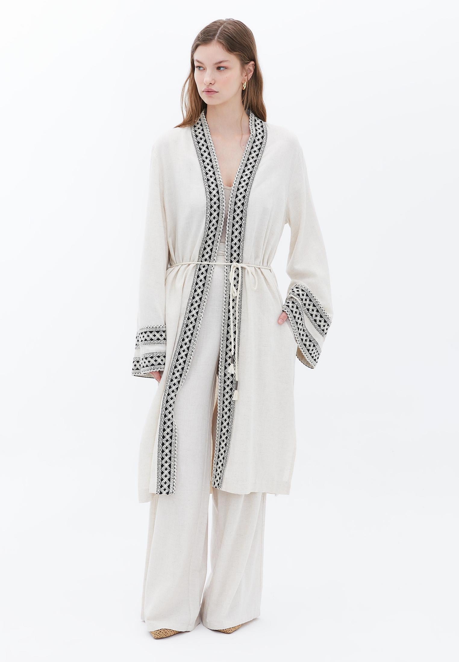 Long Belted Kimono - NATURAL