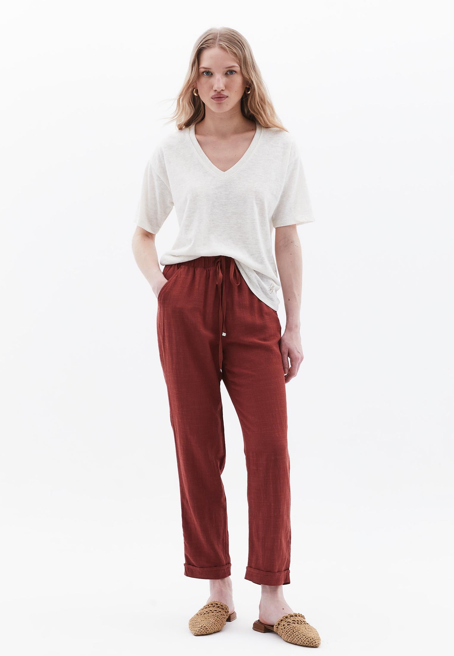 Oversize V Neck Short Sleeve T-Shirt - NATURAL