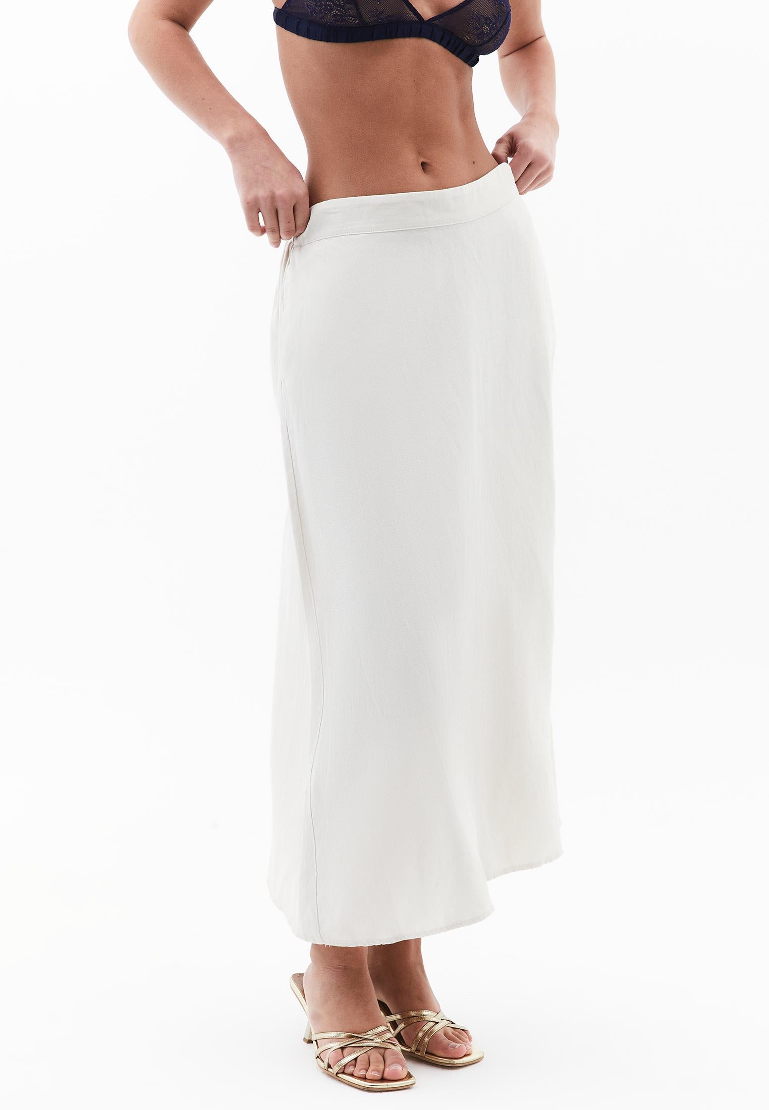 A-Line Midi Skirt - NATURAL