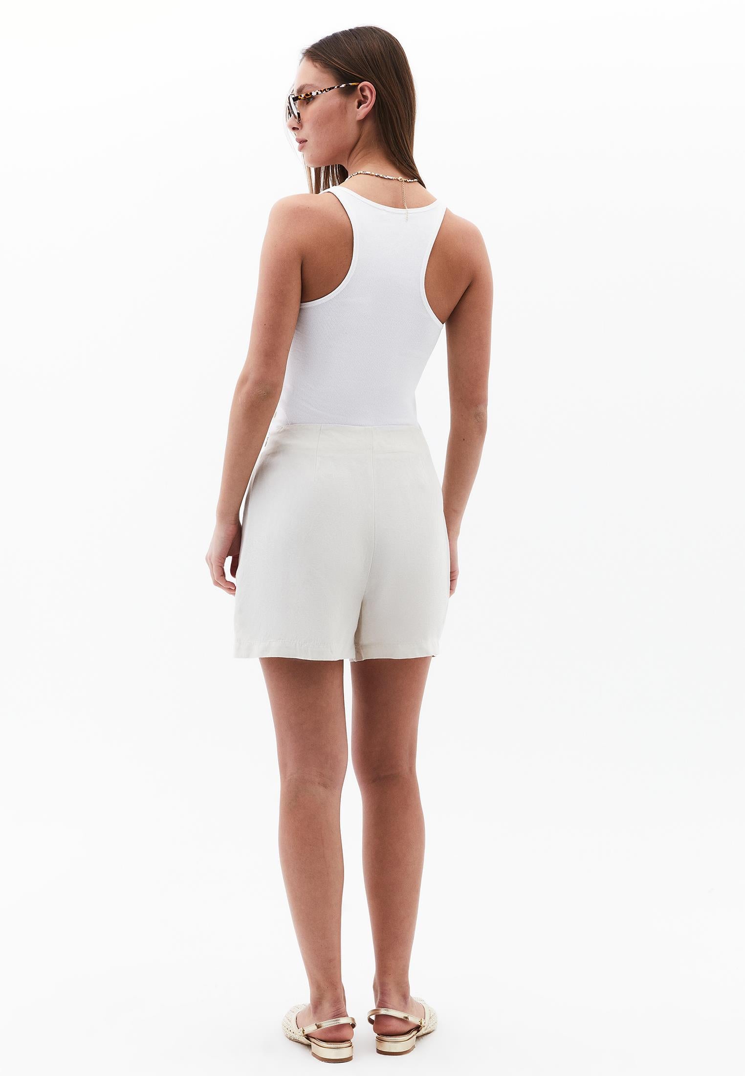 High Waist Short With Button Details - NATURAL