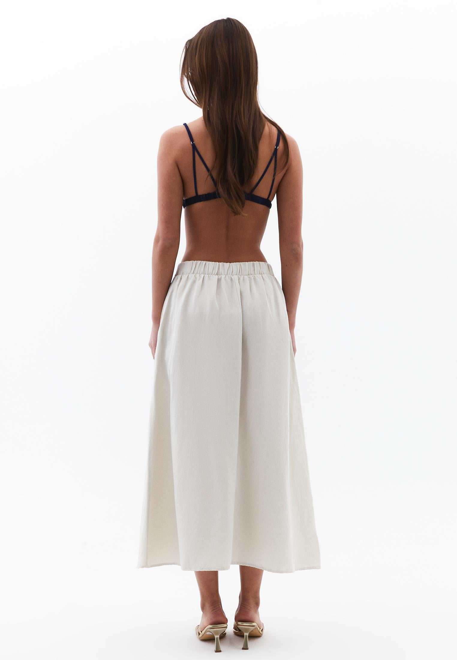 A-Line Midi Skirt - NATURAL