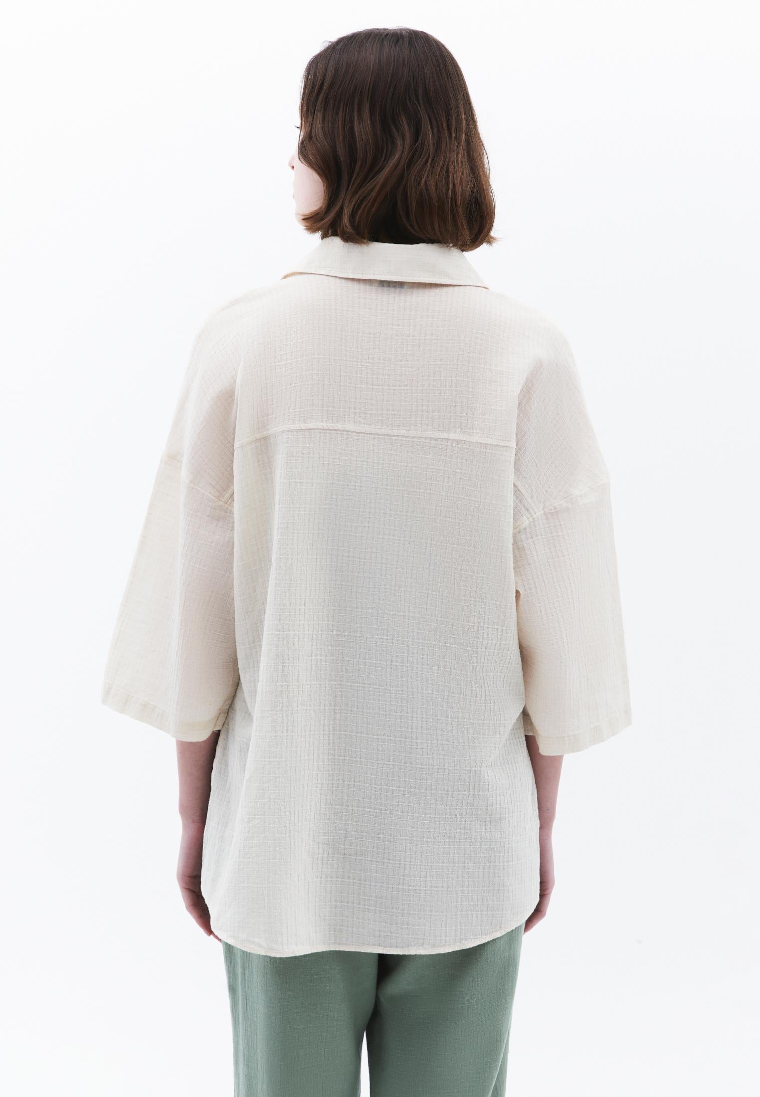 Button Detailed Oversize Shirt - NATURAL