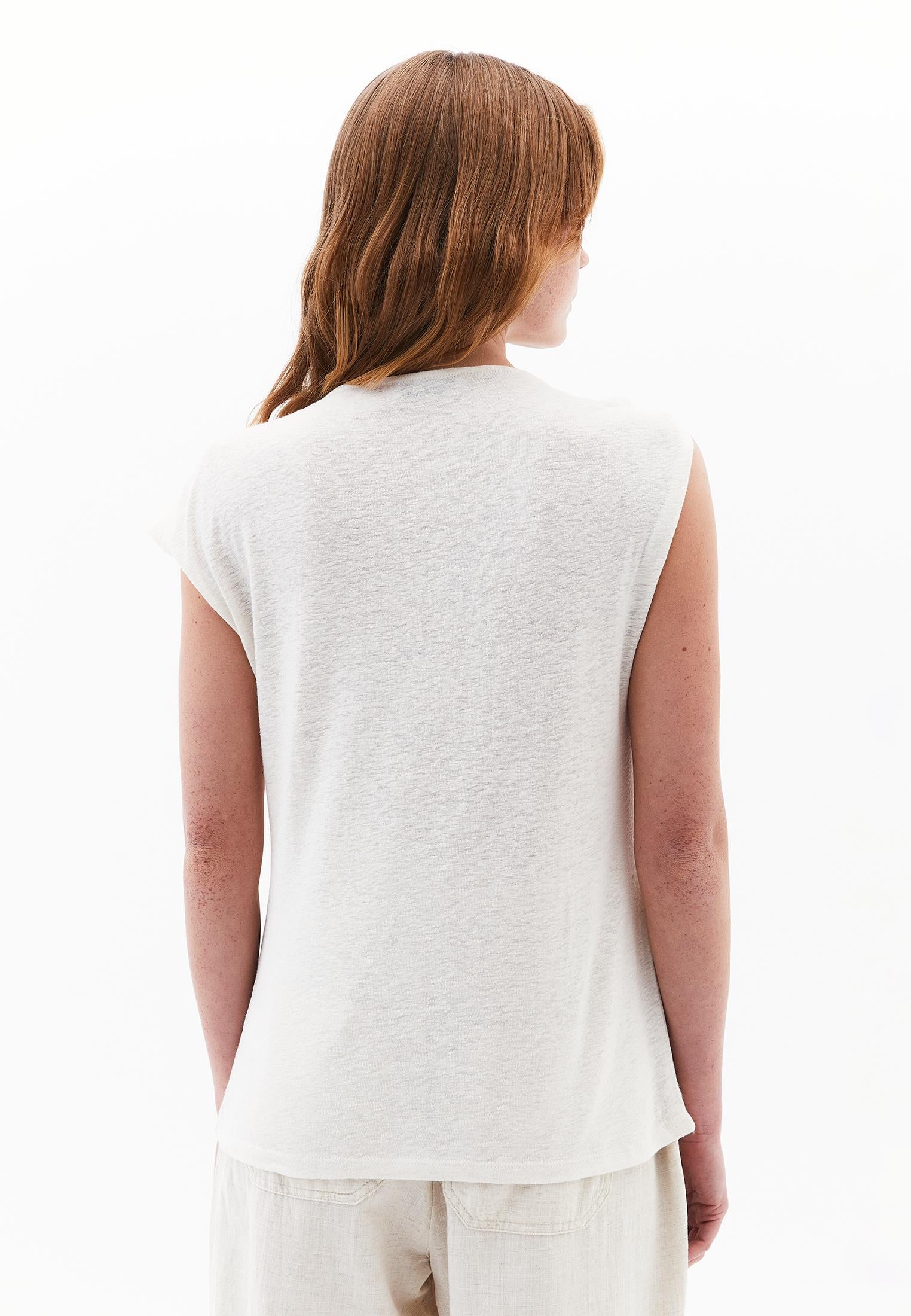 Boat Neck Sleeveless T-Shirt - NATURAL
