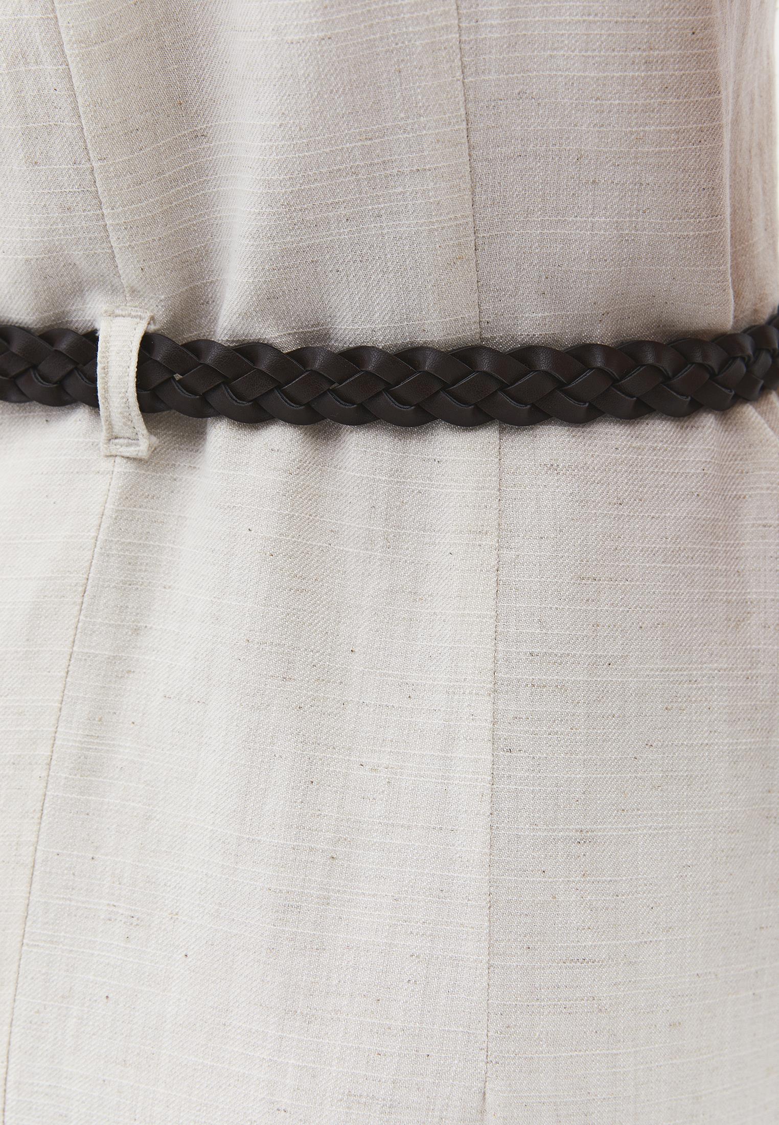 Long A-Line Dress With Belt And Button Details - NATURAL