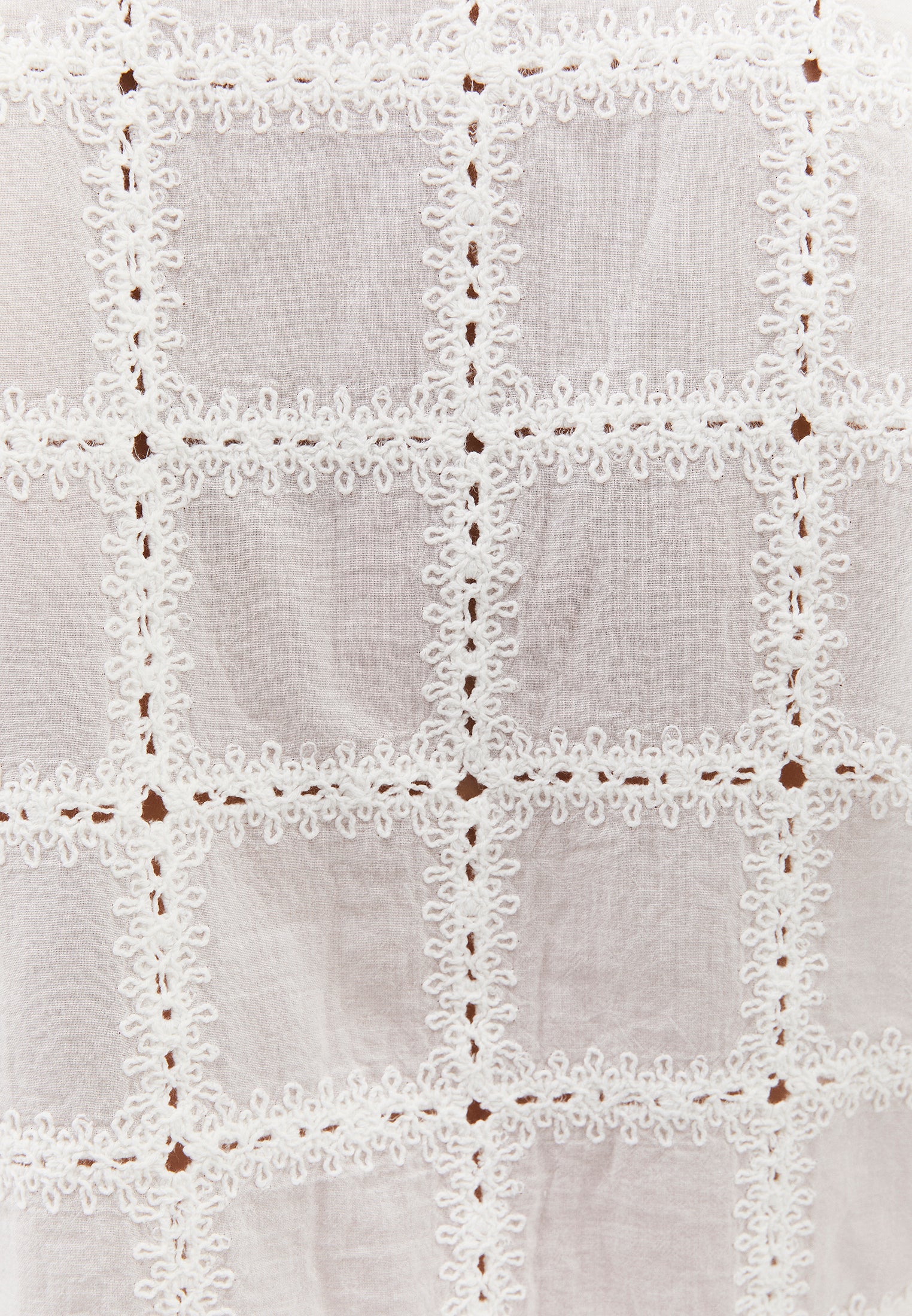 Sleeveless V-Neck Blouse with Embroidery and Ruffle Details - NATURAL
