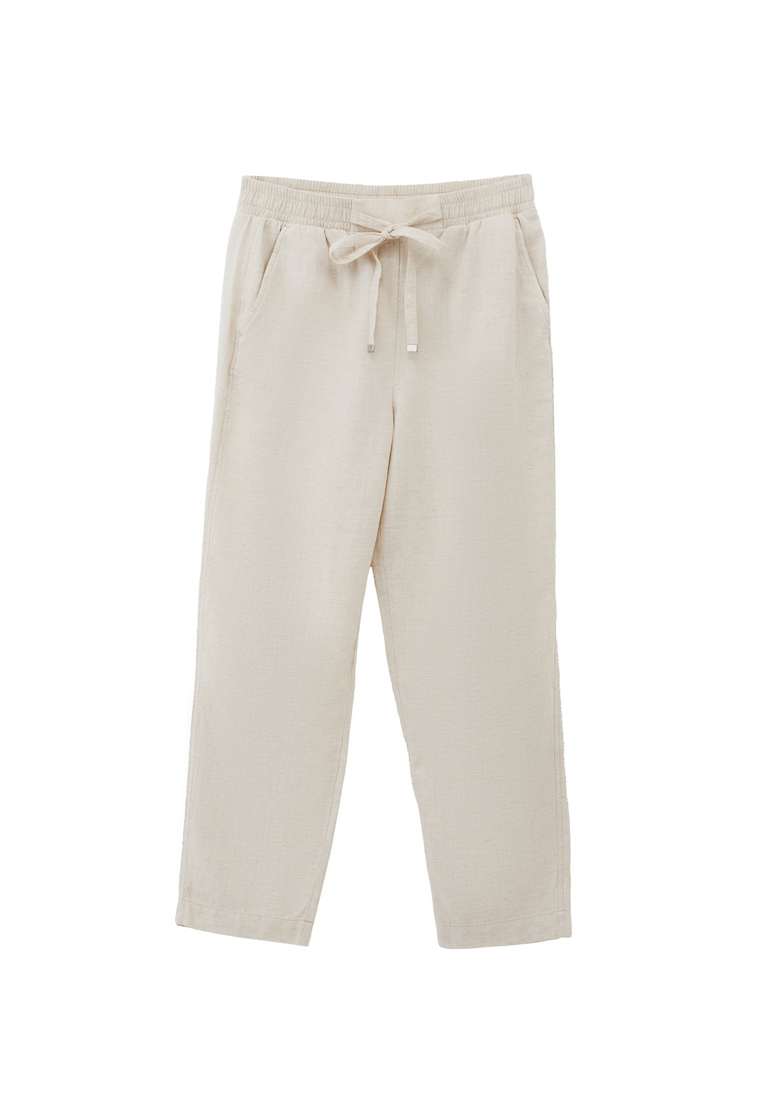 Woven Linen Carrot Pants - NATURAL