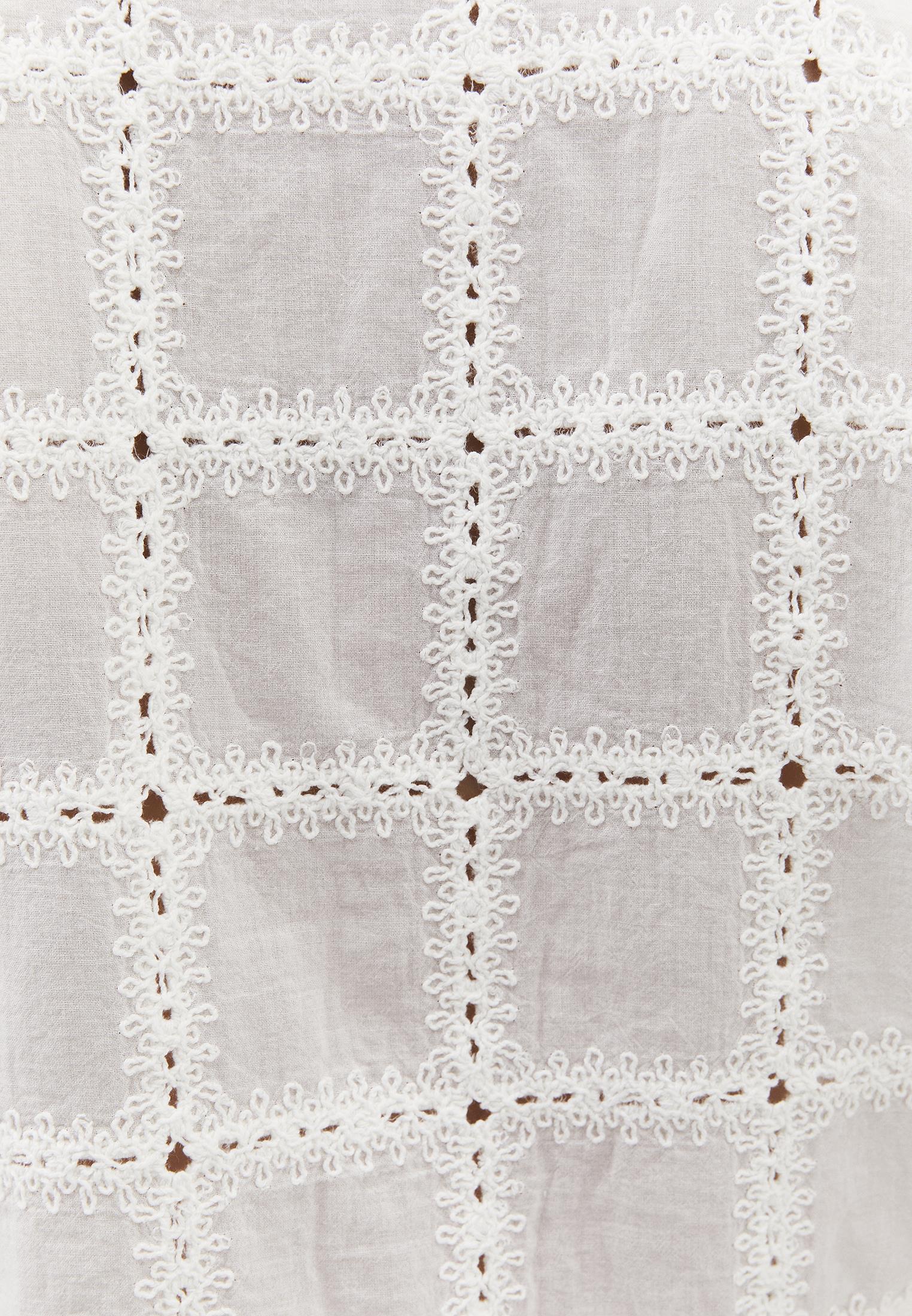 Sleeveless V-Neck Blouse with Embroidery and Ruffle Details - NATURAL