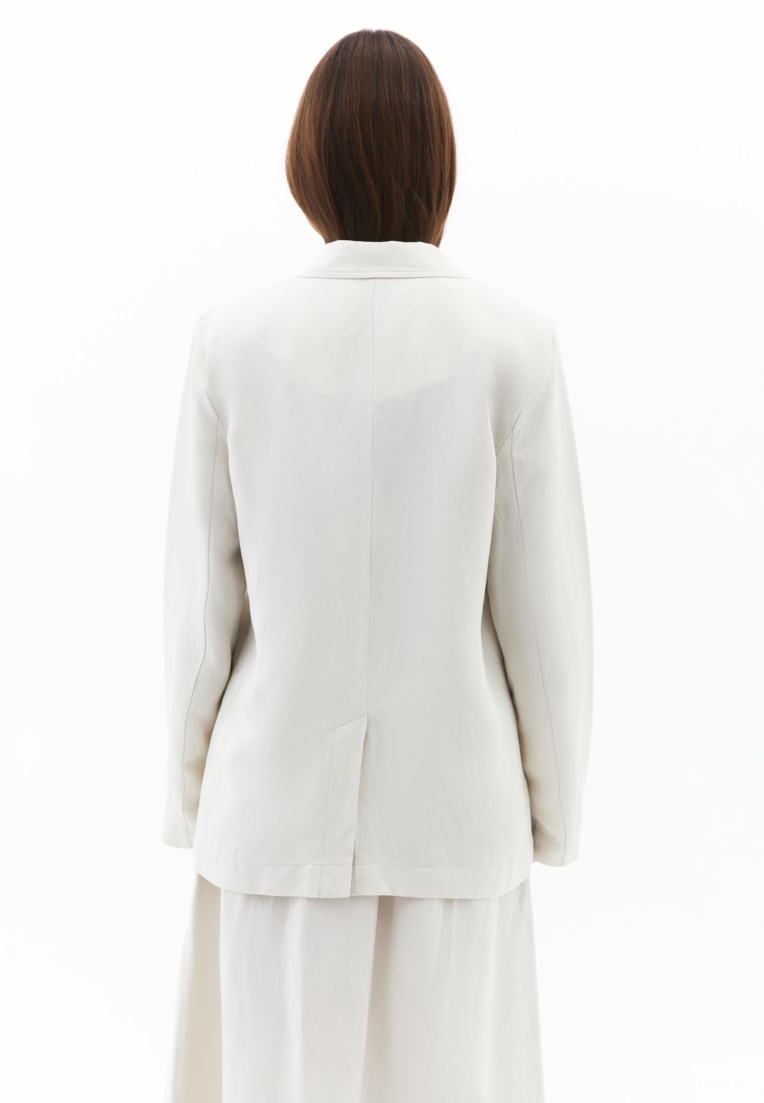 Oversize Blazer With Button Details - NATURAL