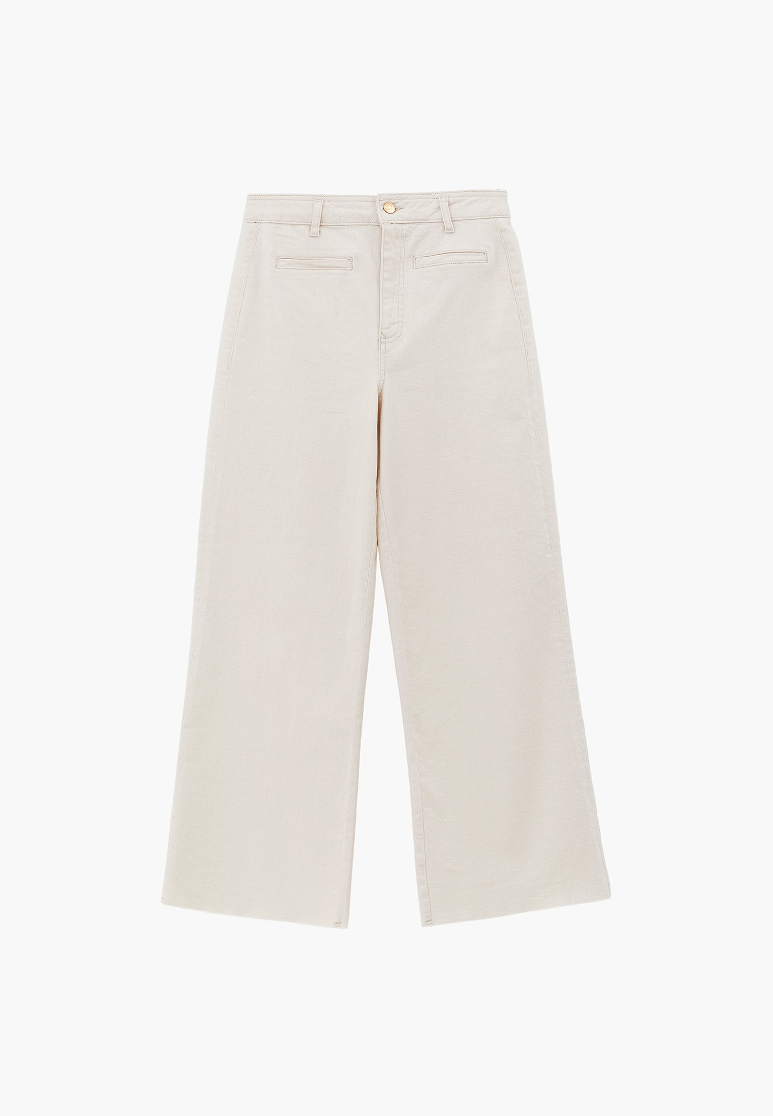 Ultra High Waist Wide Leg Cropped Pants - NATURAL