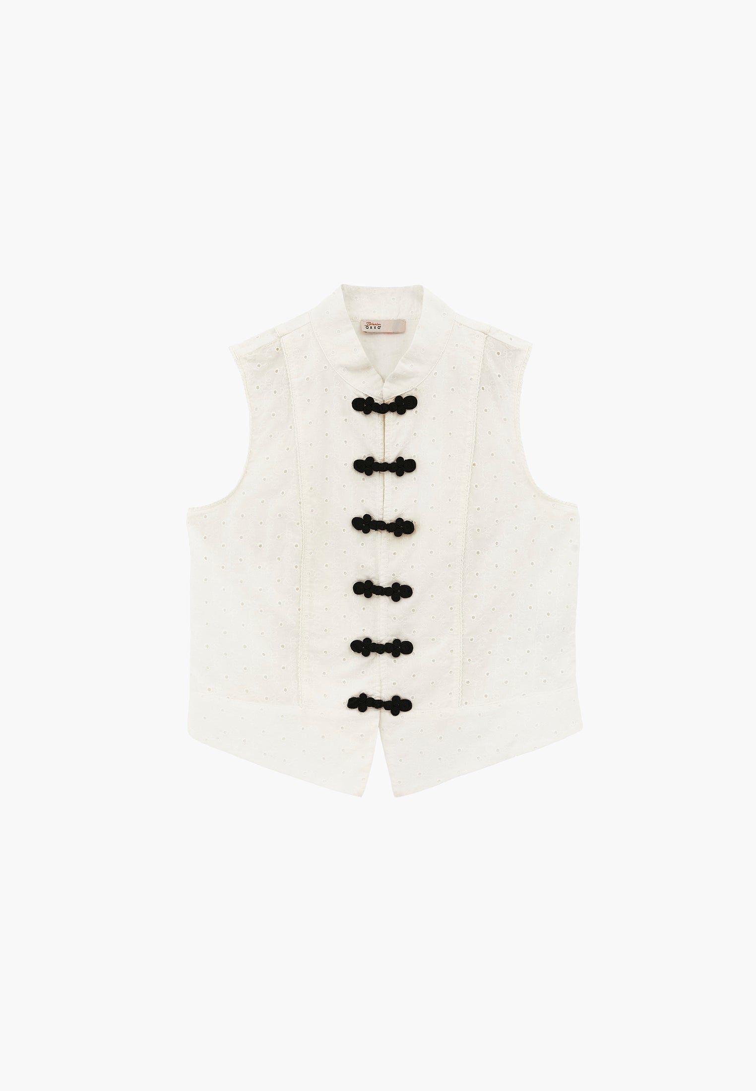 Loose Vest with Button Details - NATURAL