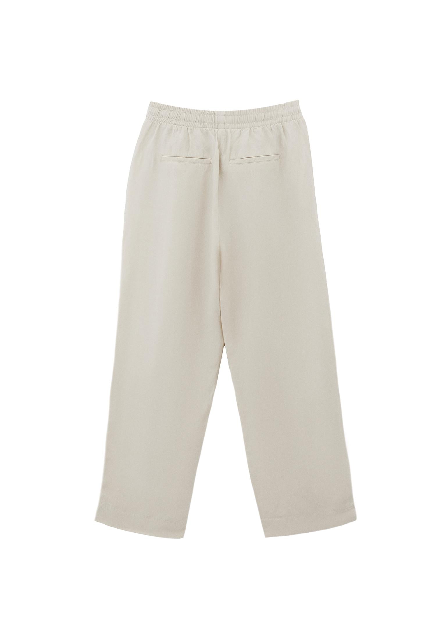 High Waist Straight Trousers With Pocket Detail - NATURAL