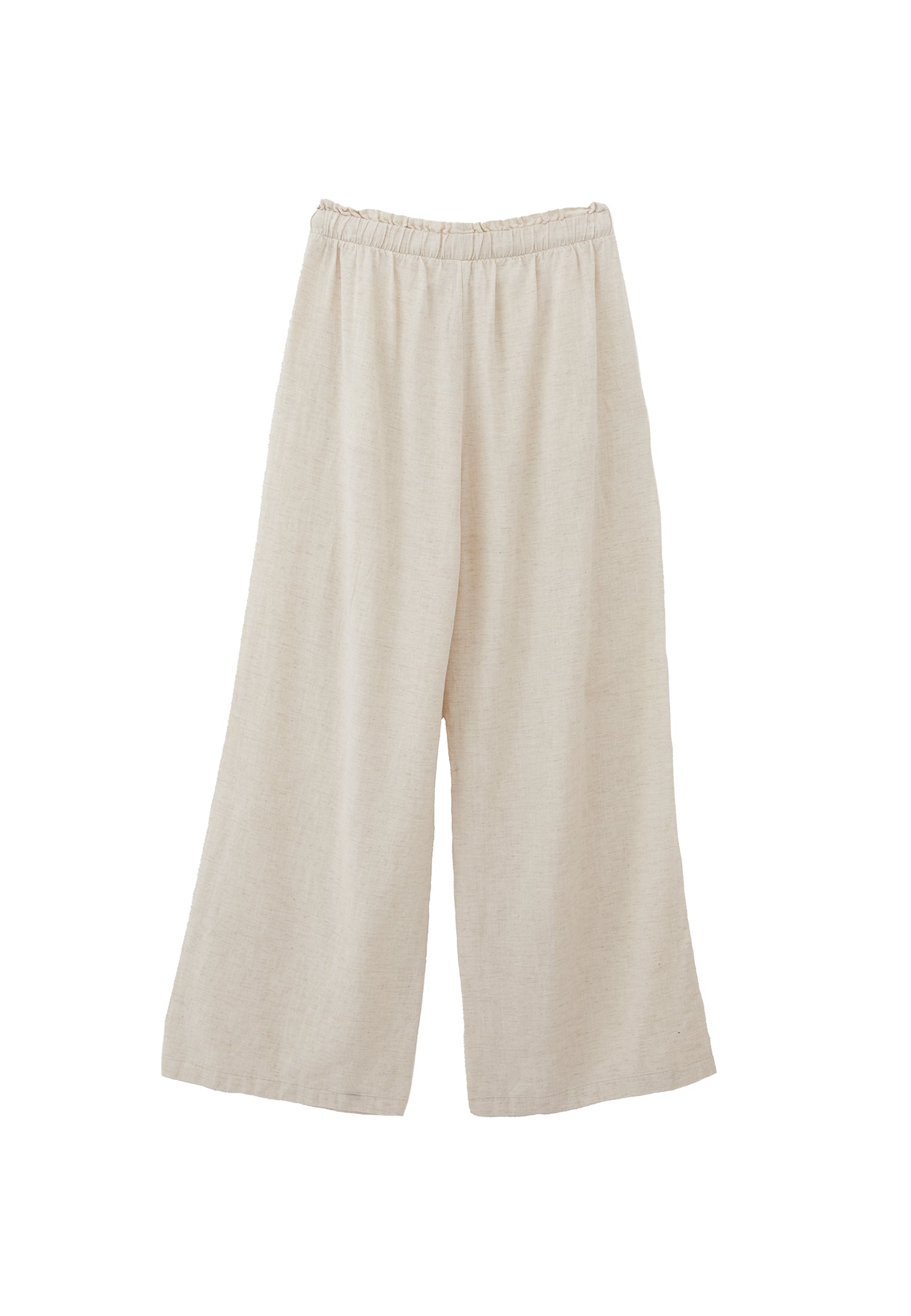 Wide Leg High Waist Pants - NATURAL