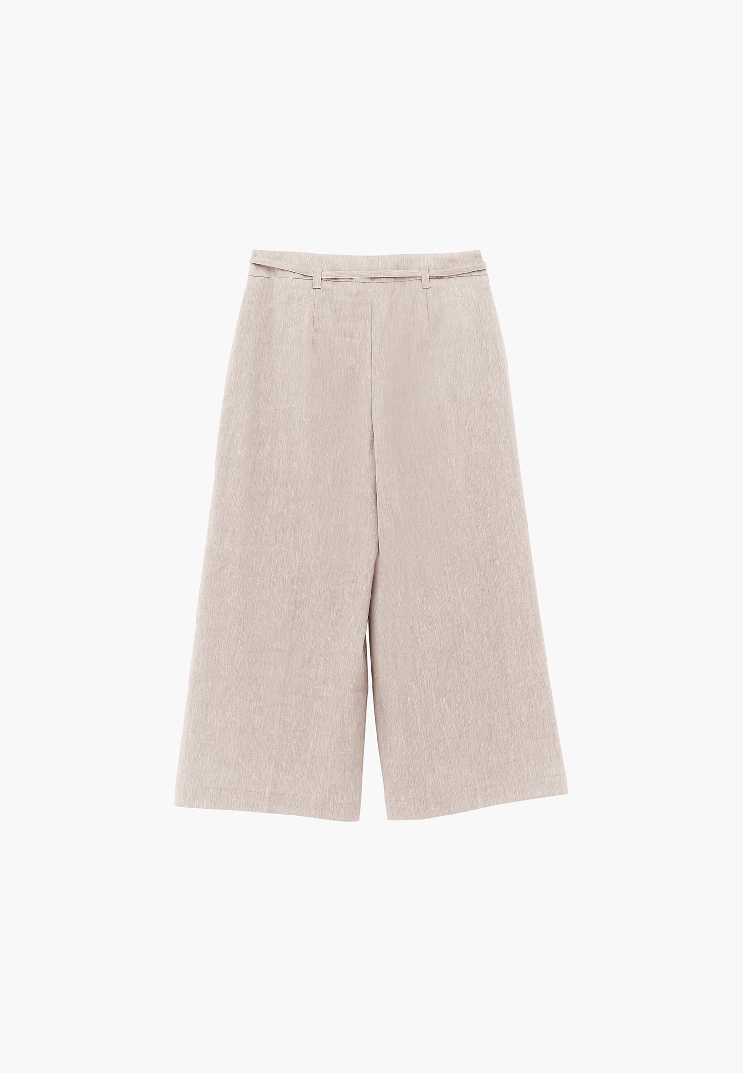 High Waist Wide Leg Belted Pants - NATURAL