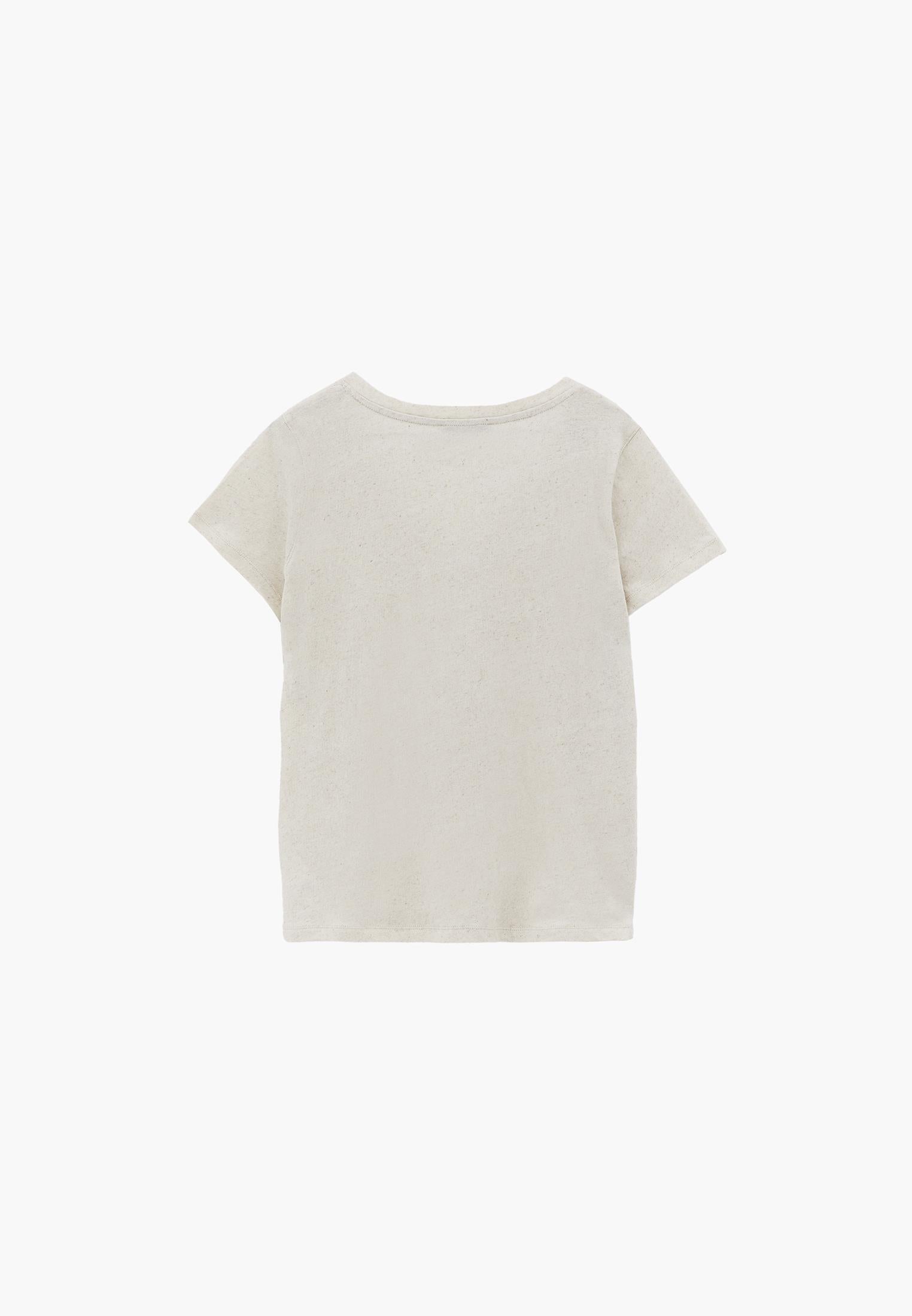 Loose Fit V Neck T-Shirt - NATUREL