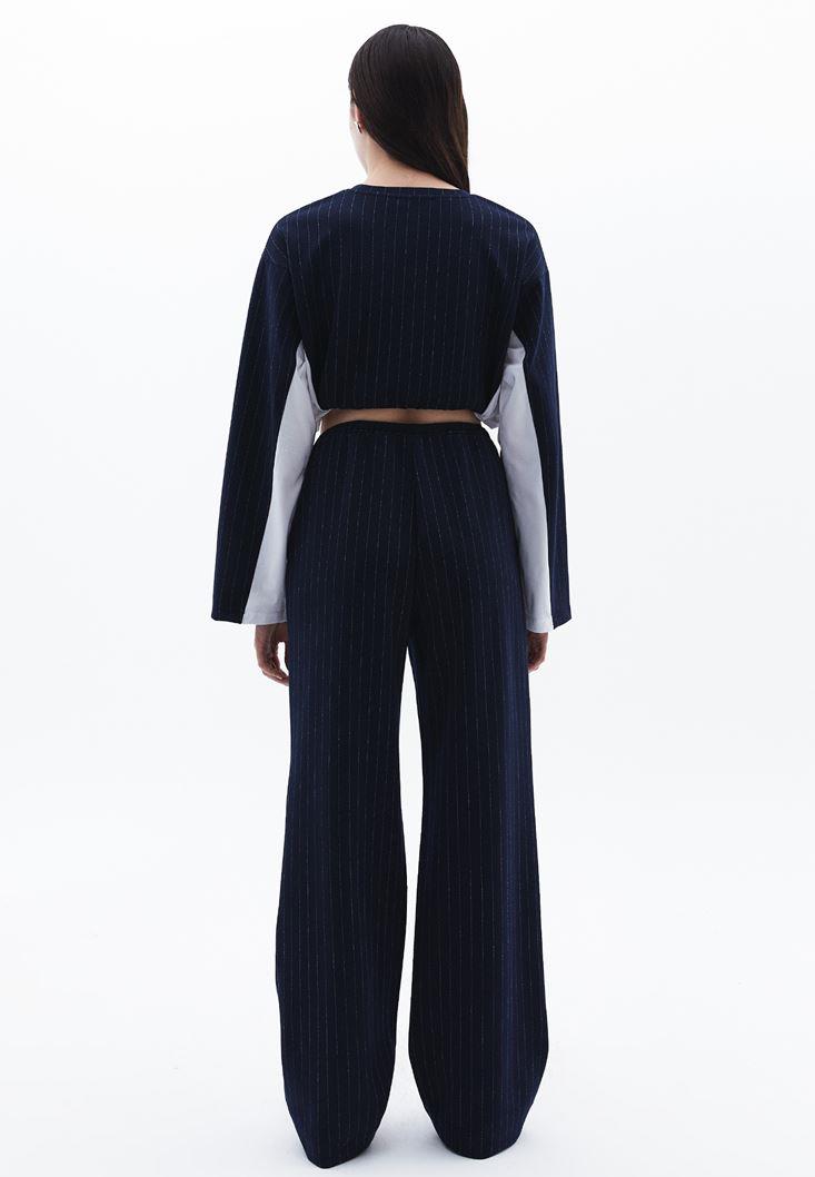 High Waist Straight Leg Pocket Detailed Pants - NAVAL ACADEMY