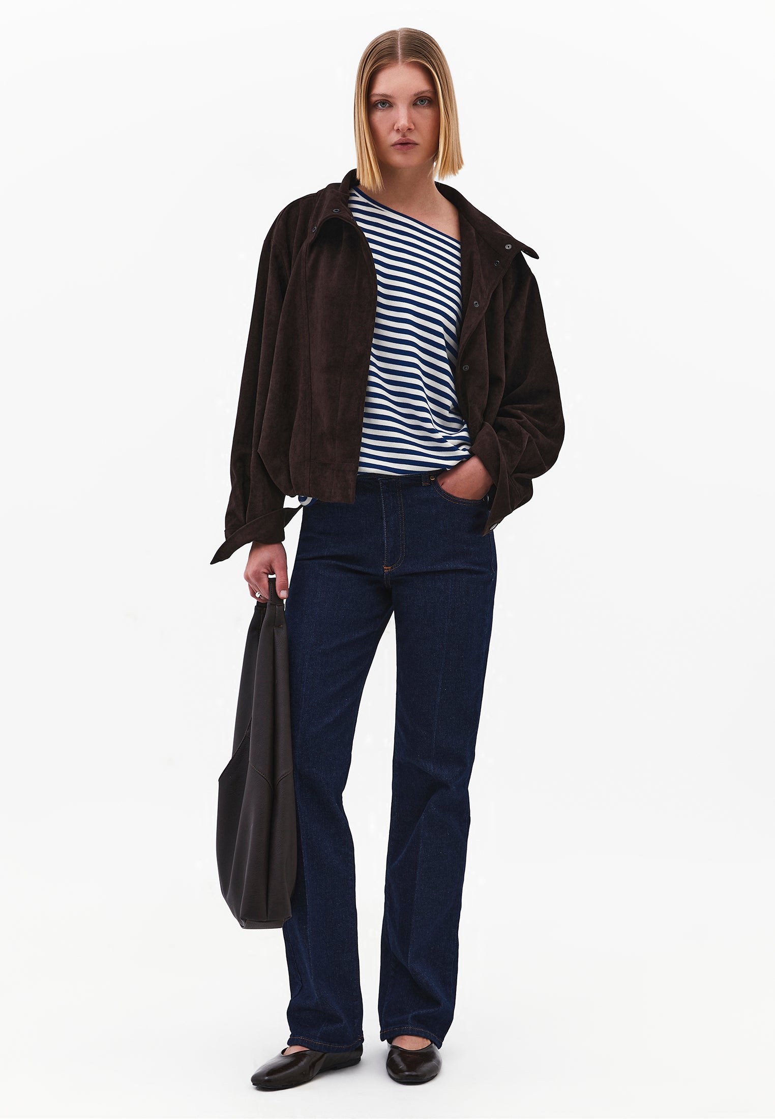 Boat Neck Striped Sleeveless T-Shirt - NAVY PEONY STRIPE