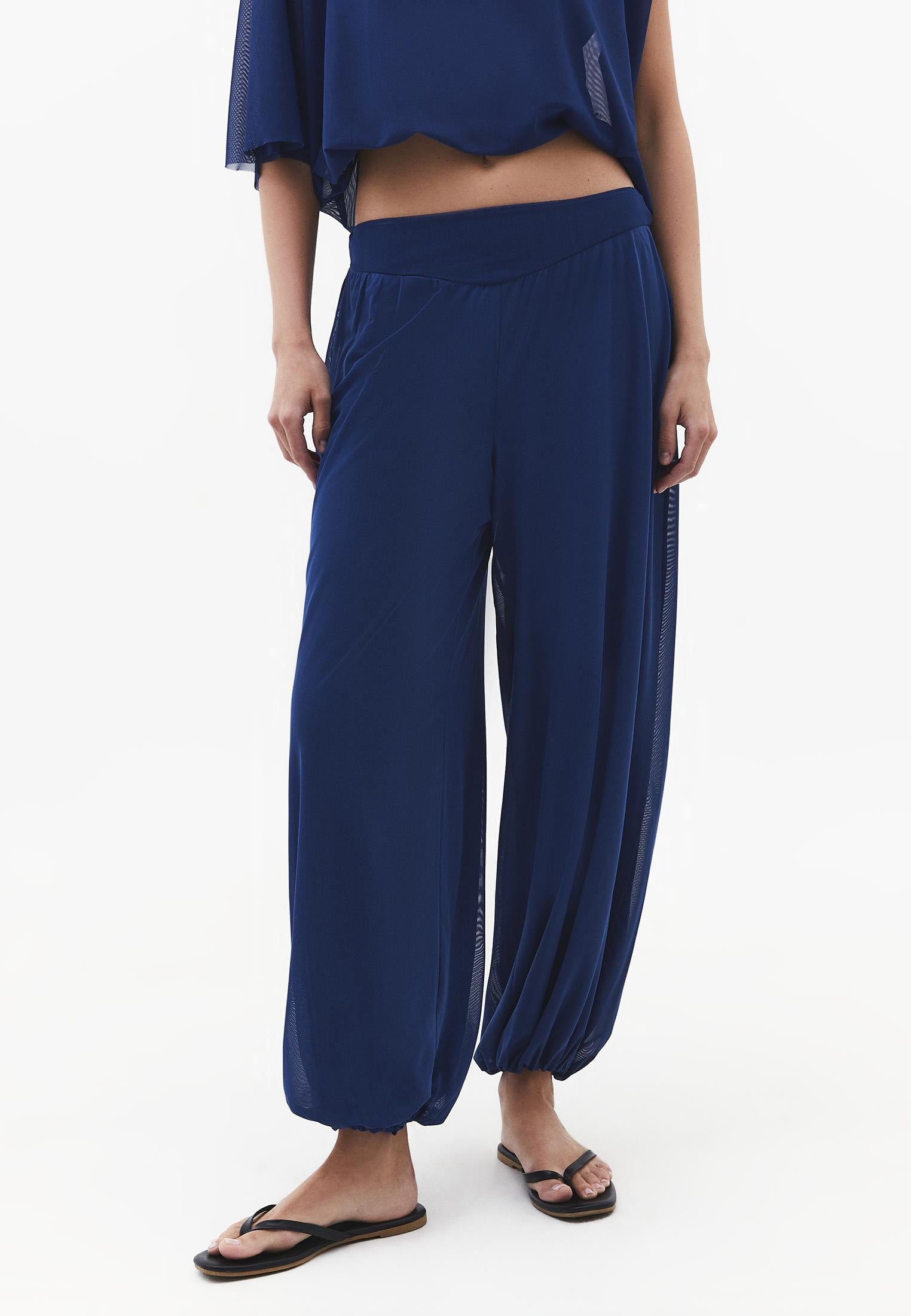 Balloon Form High Waist Jogger Pants - NAVY PEONY