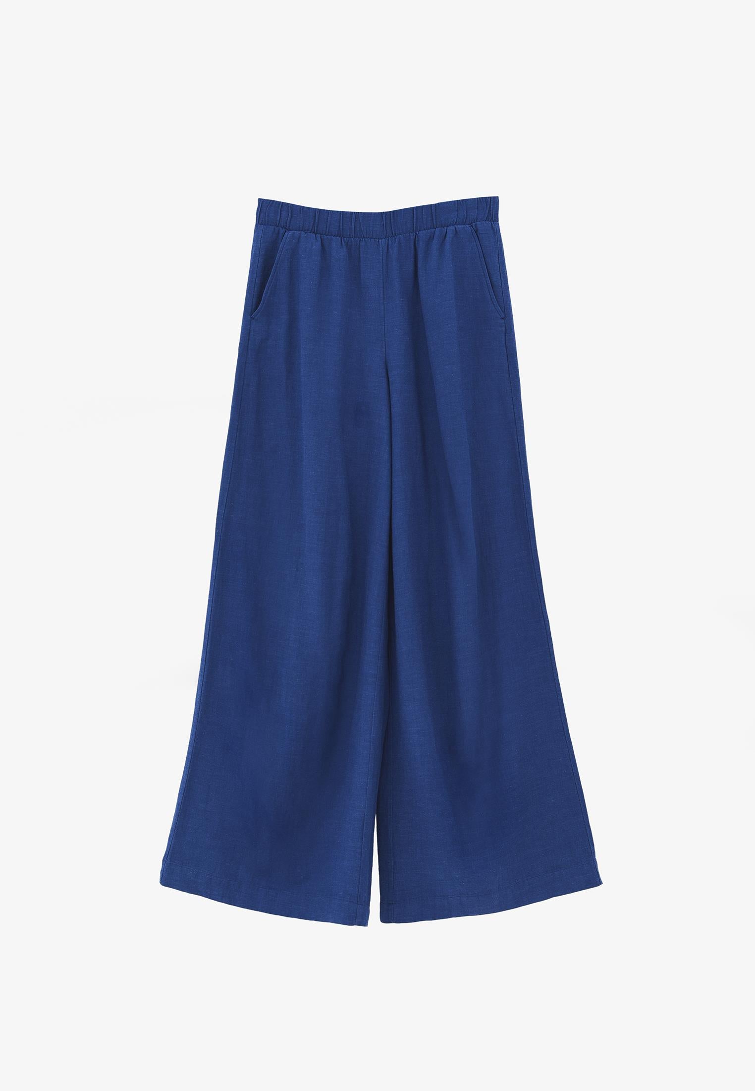 Ultra High Waist Wide Leg Pants - NAVY PEONY
