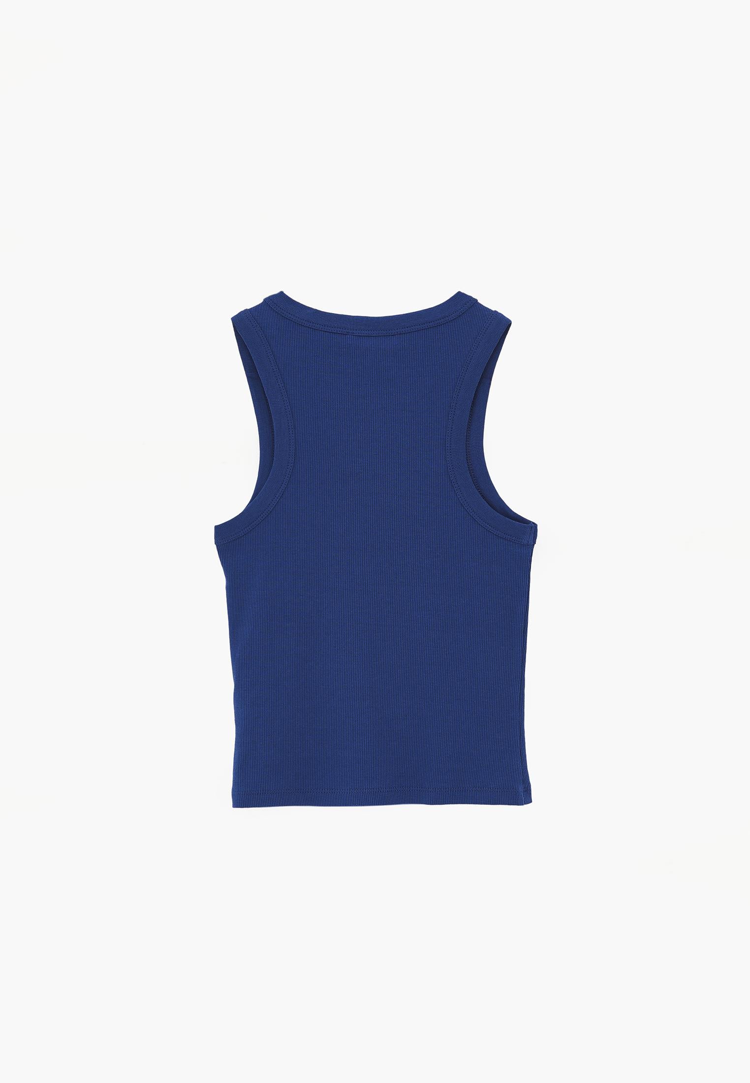Crew Neck Bodycon Tank Top - NAVY PEONY