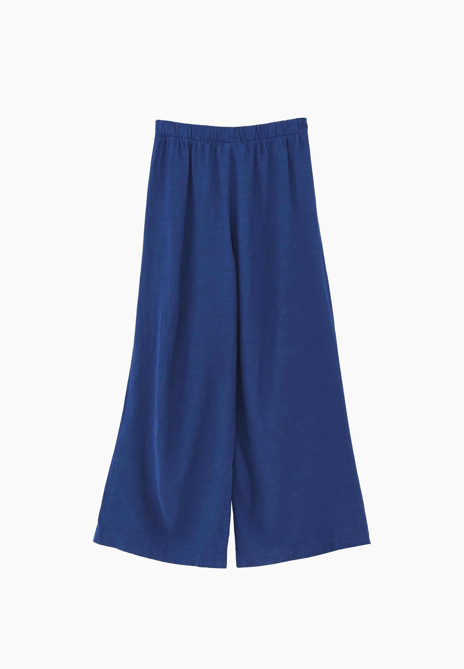 Ultra High Waist Wide Leg Pants - NAVY PEONY