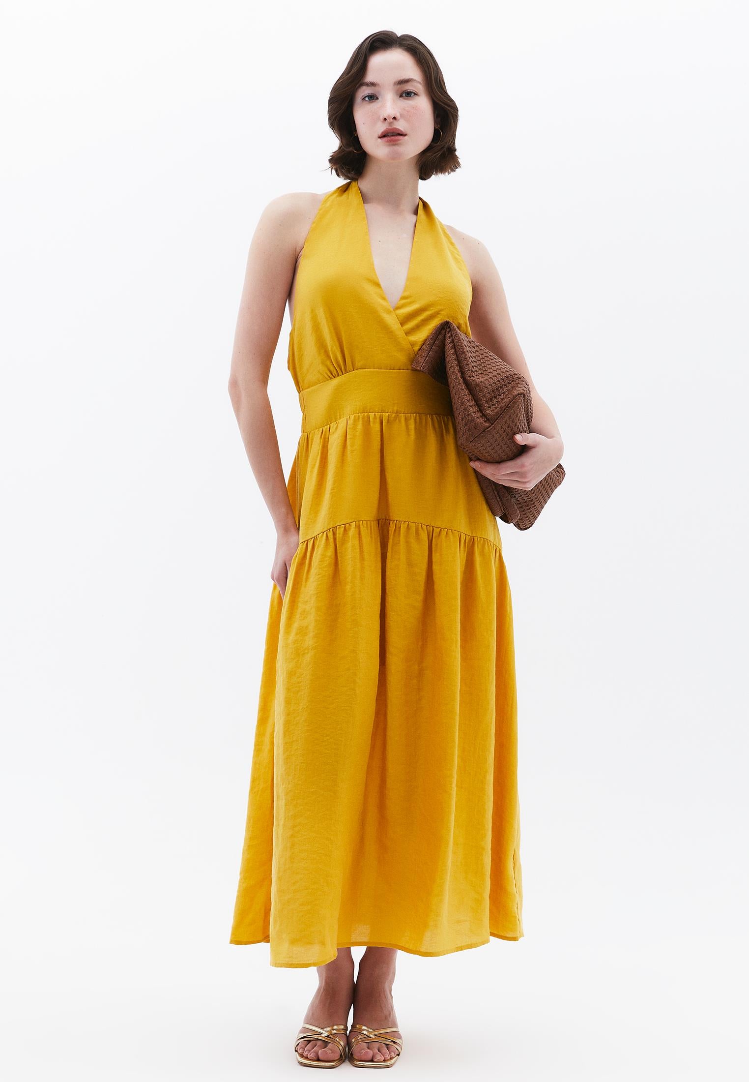 Women's Jumpsuit A-Line Long Dress - NUGGET GOLD