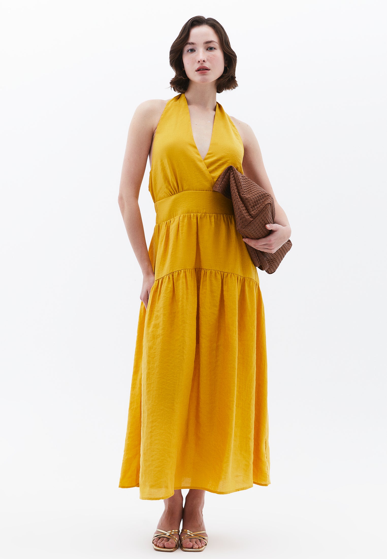 Women's Jumpsuit A-Line Long Dress - NUGGET GOLD