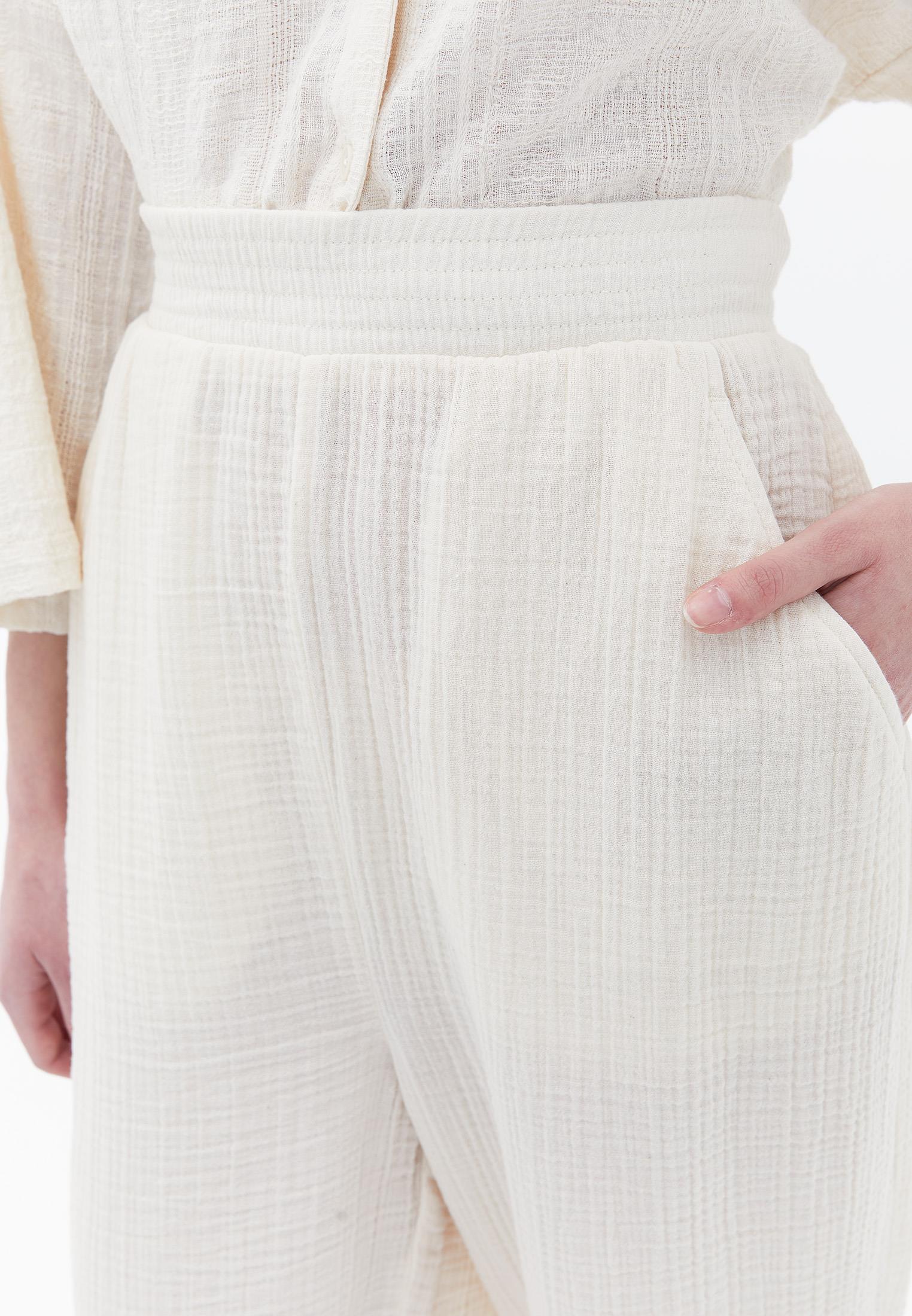 Carrot Leg Cotton Trousers - OATMEAL
