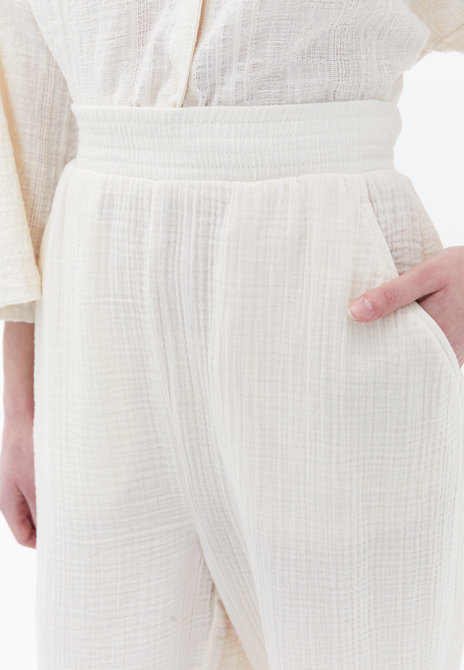 Carrot Leg Cotton Trousers - OATMEAL