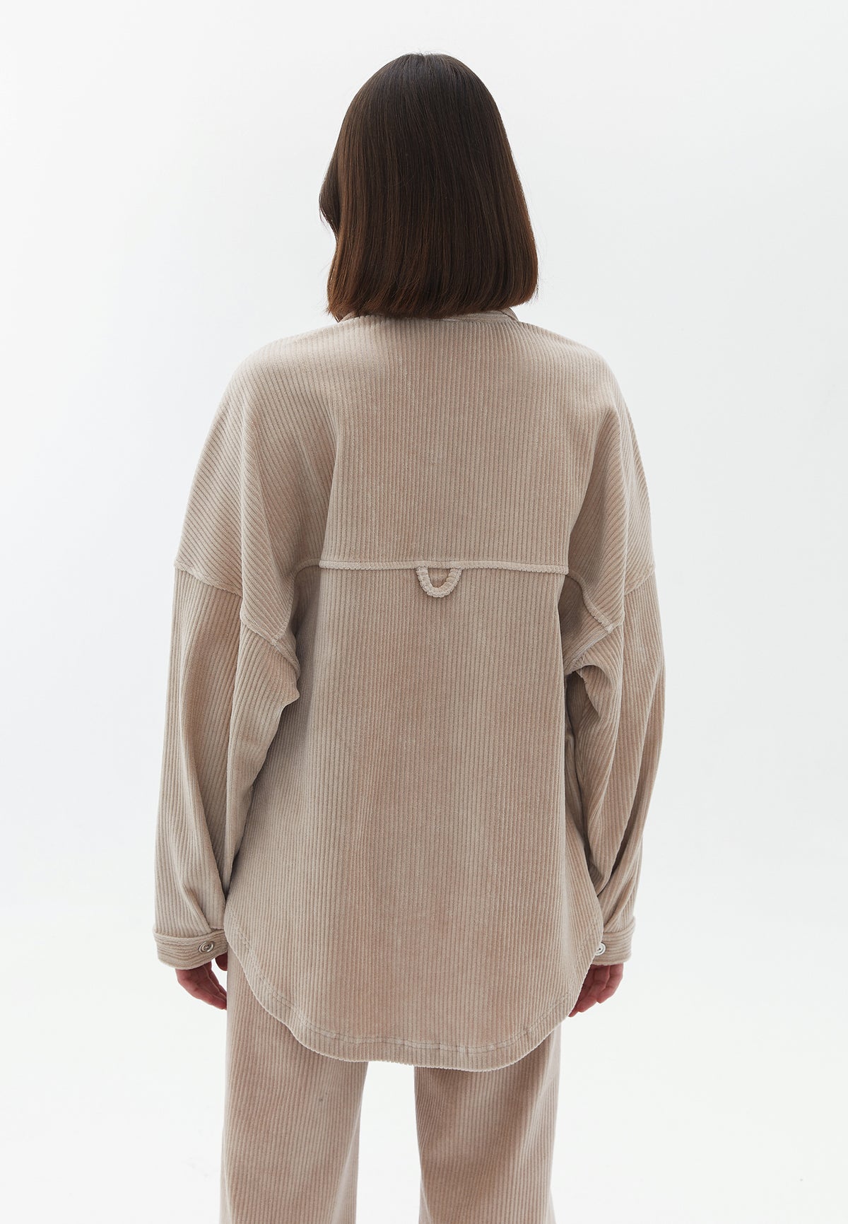 Oversize Long Sleeve Shirt With Pocket Detail - OATMEAL